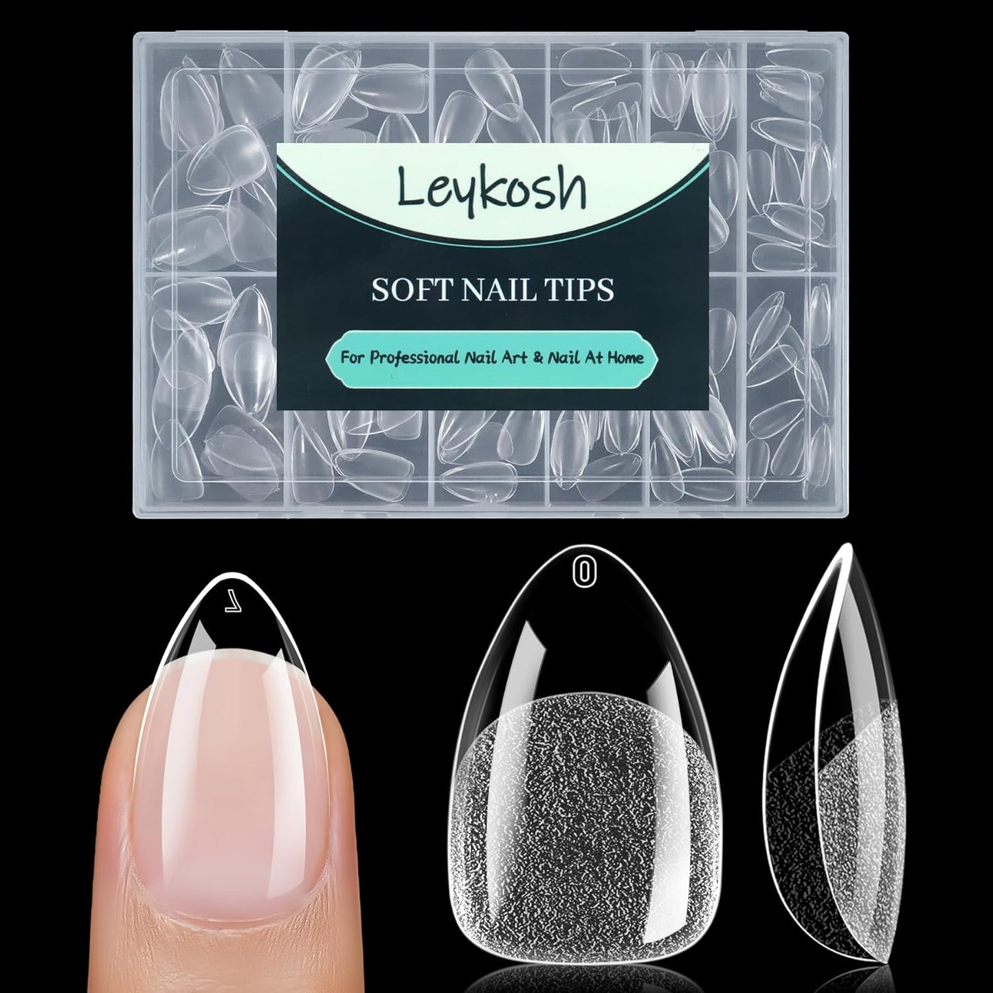 Short Almond Nail Tips, 216pcs Soft Acrylic Fake Nails Gel Nail Tips, Full Cover Pre-Shaped Matte Clear Press on Nails for Extension, Diy at Home Manicure 12 Sizes