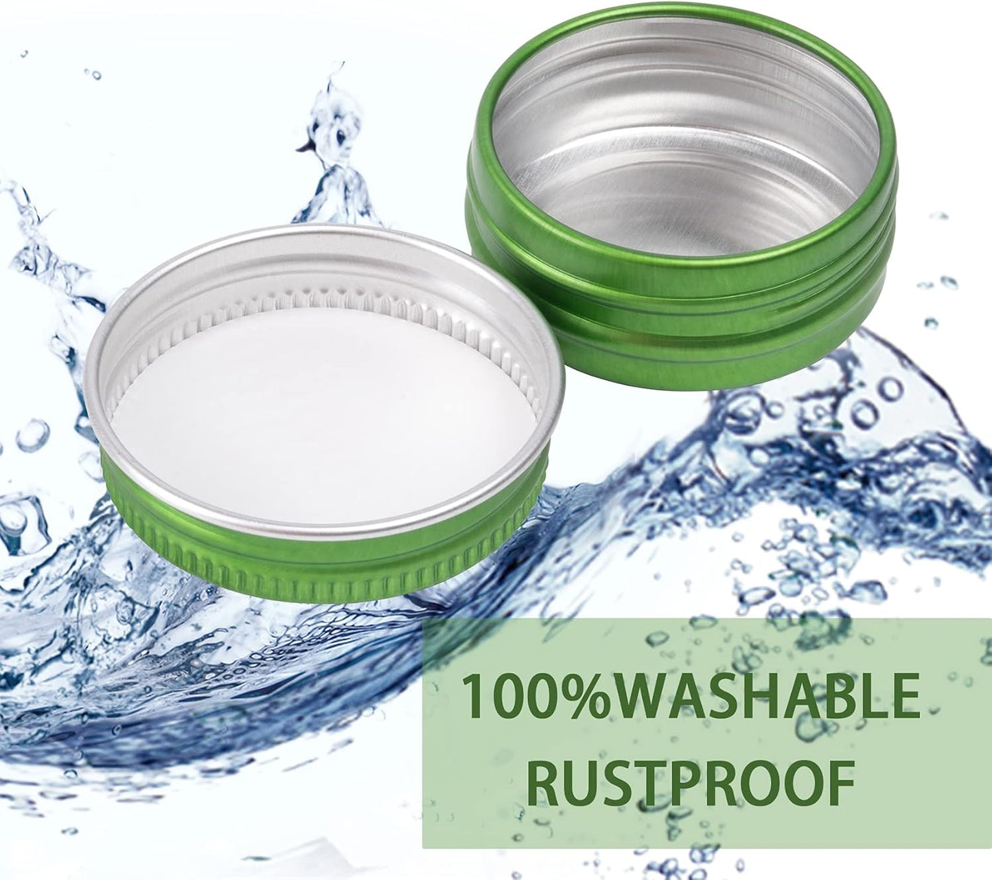 0.5 oz Screw Top Aluminum Tin Jar with Screw Lid and Blank Labels (Green - Pack of 32)