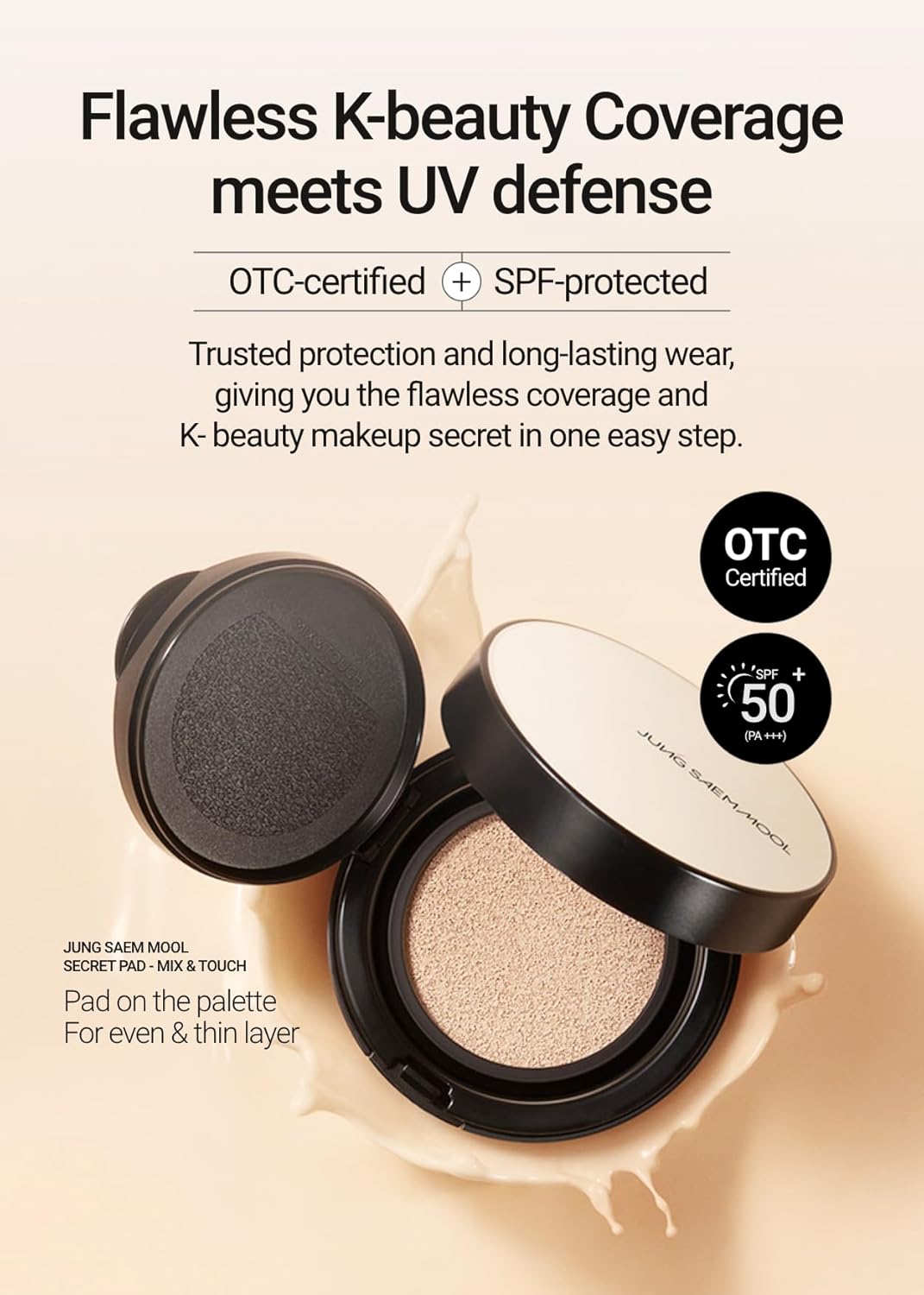 [JUNGSAEMMOOL OFFICIAL] Essential Skin Nuder Cushion (06 Pink Light) | Refill Included | Natural Finish | SPF50 Broad Spectrum | Makeup Artist Brand