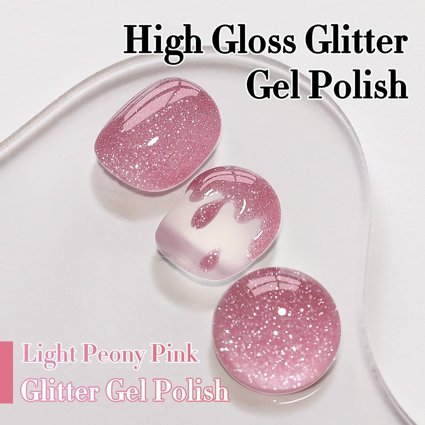 Double Rhythm 0.5Oz Glitter Gel Polish Shimmer Reflective Color for Nail Art Salon DIY Soak Off 15ml Nail Lamp Gel Polish at Home (Light Pink-B1174)