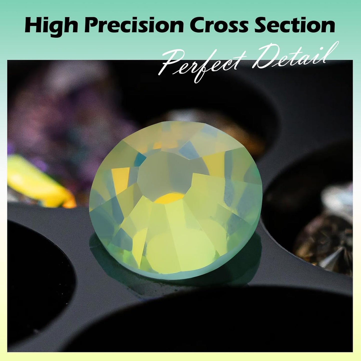 F Green Flatback Rhinestones, Glass Rhinestones for Nail Art and Craft, Glue Fix, Loose Crystal Gemstones(F Green, SS30, 288pcs, 6.4-6.6mm)