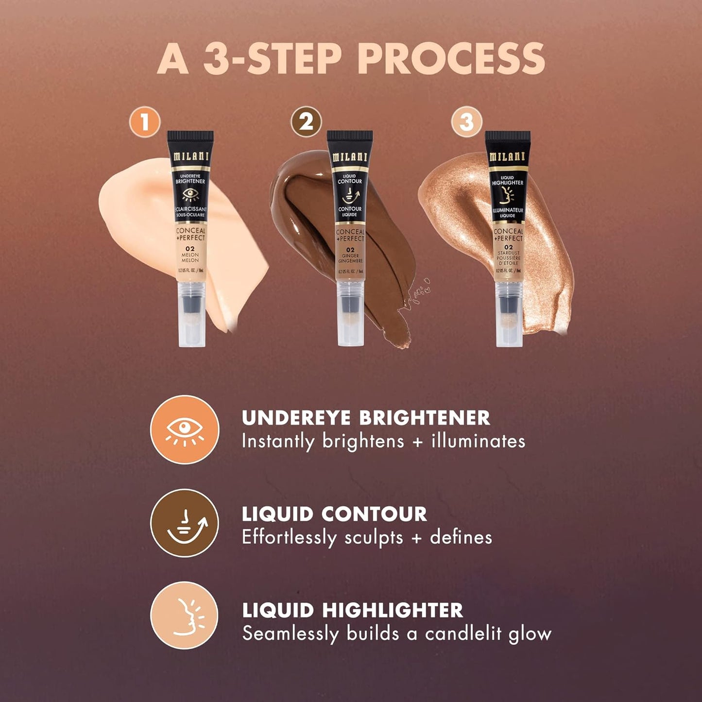 Milani Conceal + Perfect Liquid Highlighter for Added Glow, Face Lift Collection - Molten