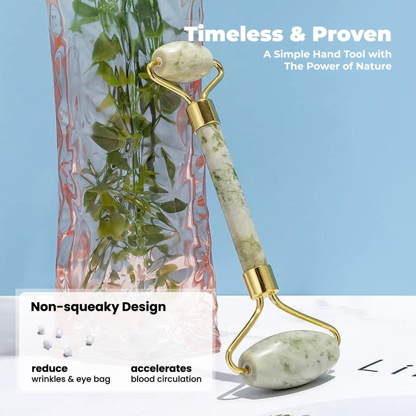 Gua Sha Facial Tools & Face Roller by ROSELYNBOUTIQUE Original Face Massager for Puffiness Wrinkless Skin Care Routine - Self Care Gift for Men Women (Jiacui Light Green)