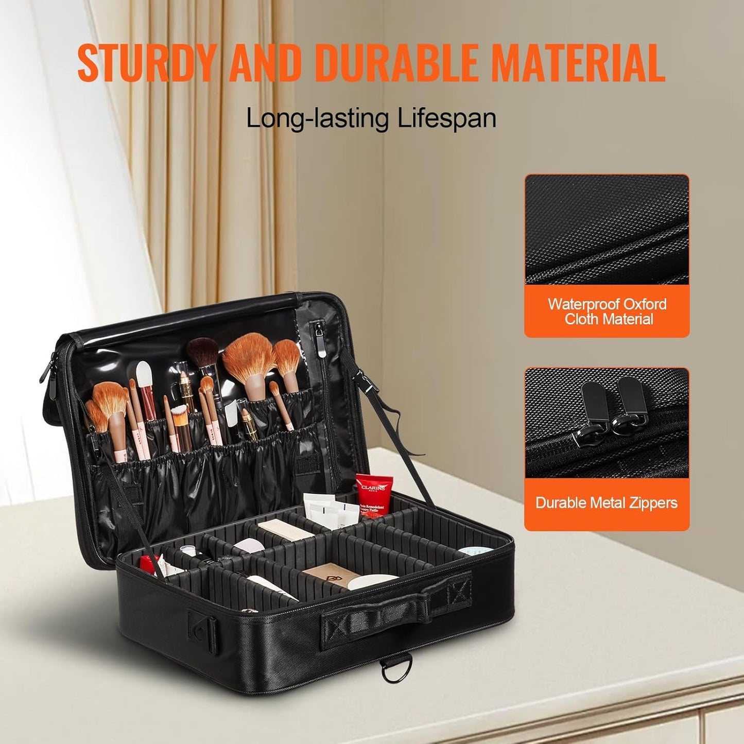 VEVOR Makeup Train Case Professional Makeup Storage Organizer Box Make Up Carrier for Women and Girls