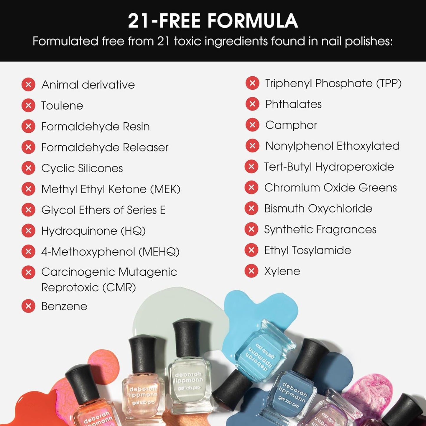 Deborah Lippmann Gel Lab Pro Nail Polish Set, Treatment Enriched Formula for Nail Health, Wear, and Shine, Vegan, No Animal Testing, 21 Free Formula