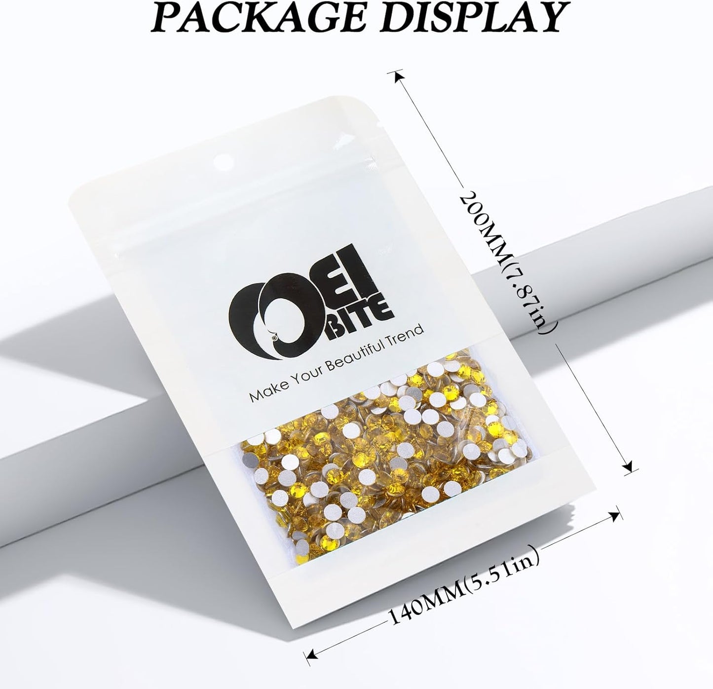 Yellow Flatback Rhinestones, Glass Rhinestones for Nail Art and Craft, Glue Fix, Loose Crystal Gemstones(Yellow, SS20, 2880pcs, 4.6-4.8mm)