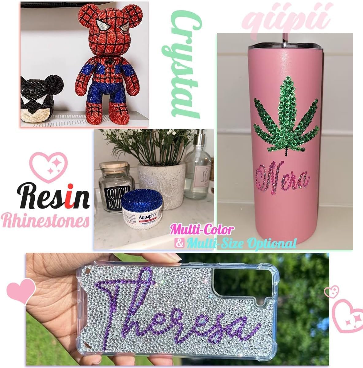 Silver Clear Resin Rhinestones for Crafting Bulk 3mm 4mm 5mm Crystal White Flatback Stones Diamonds Crystals Gems Charms for Face Eyes Makeup Tumblers Bottles DIY Crafts Clothes Shoes Phones