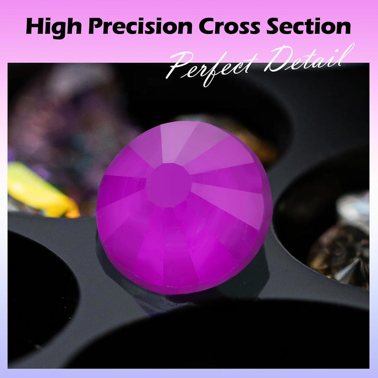 Neon Purple Flatback Rhinestones, Glass Rhinestones for Nail Art and Craft, Glue Fix, Loose Crystal Gemstones(Neon Purple, SS10, 1440pcs, 2.7-2.8mm)