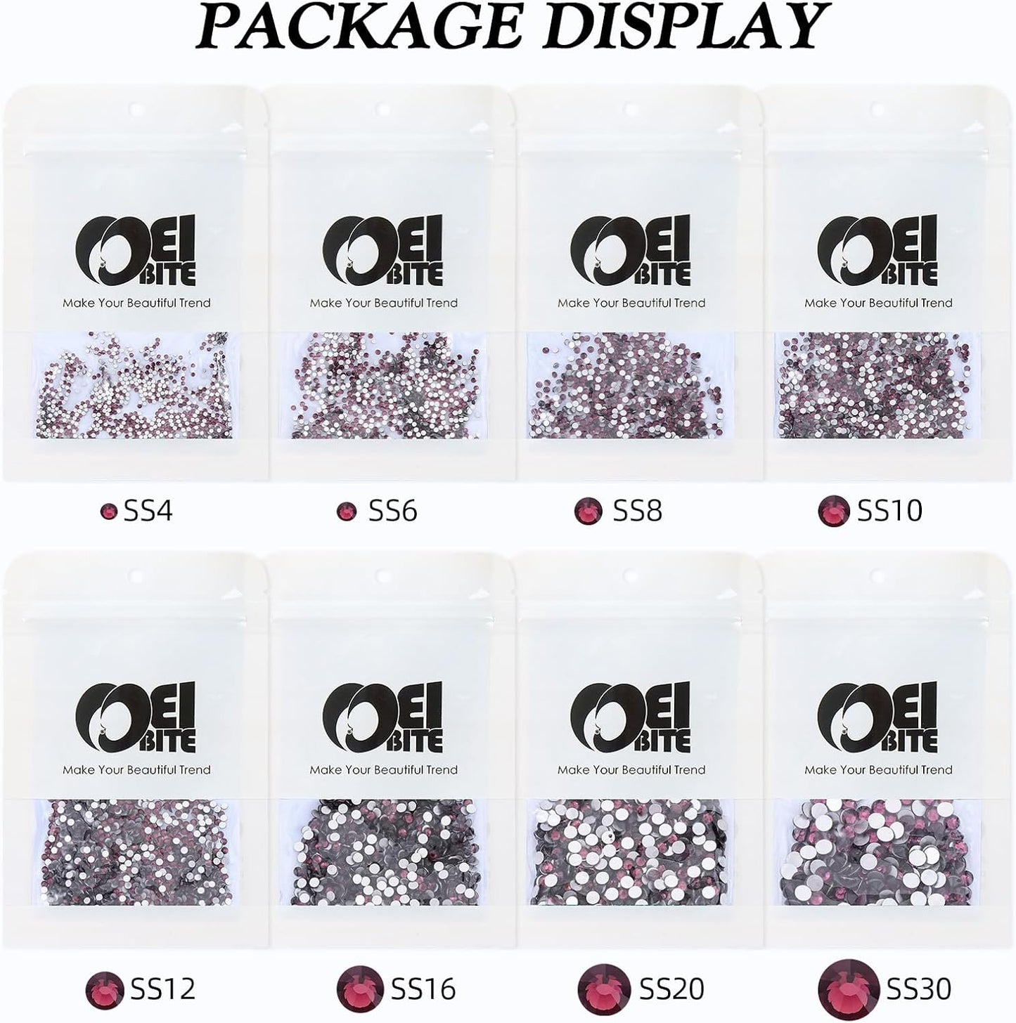 Purple Flatback Rhinestones, Glass Rhinestones for Nail Art and Craft, Glue Fix, Loose Crystal Gemstones(Purple, SS6, 1440pcs, 1.9-2.0mm)