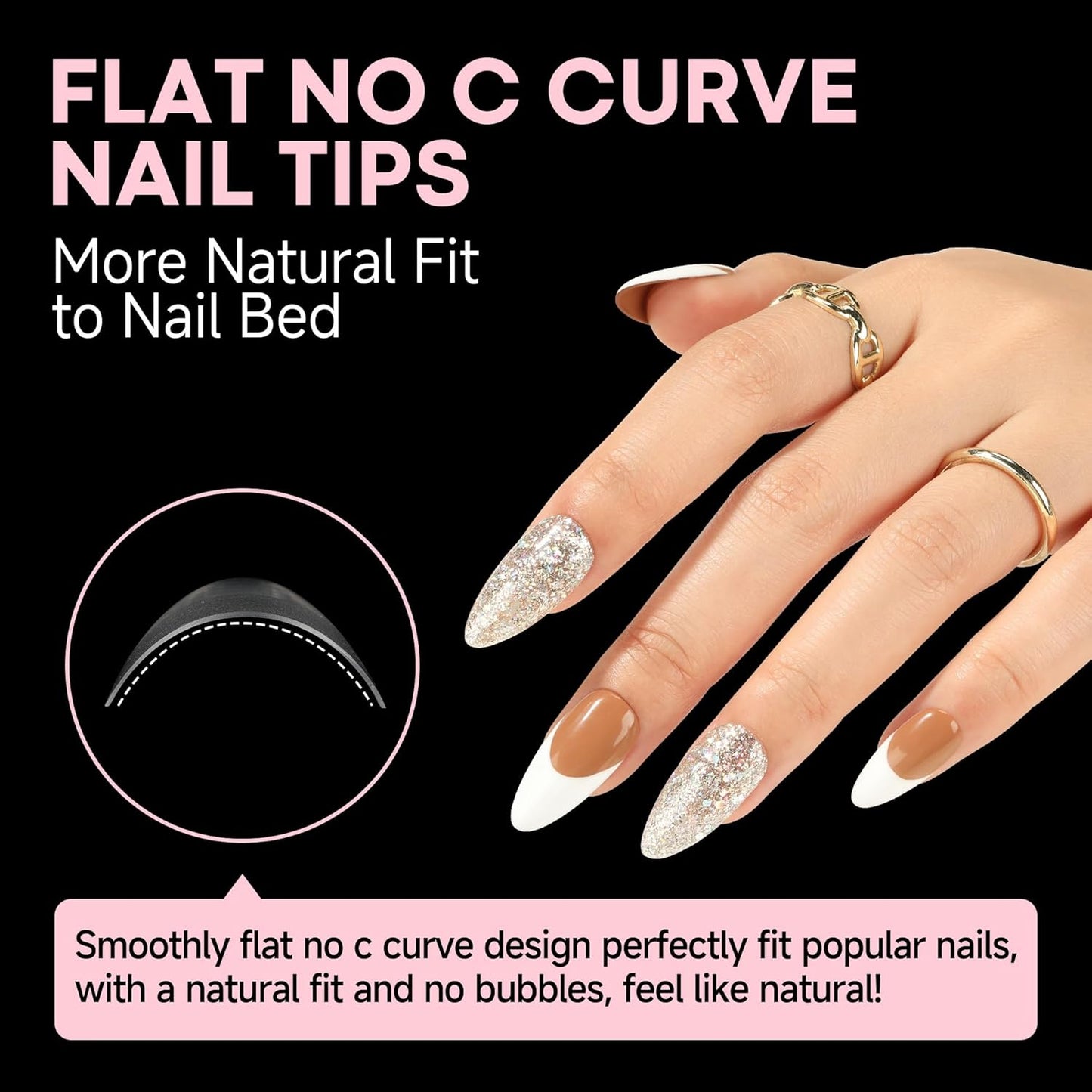 UNA GELLA Gel Nail Tips Almond Shape: 504pcs Medium Almond Nail Tips Half Cover Upgrade Soft Gel Matte Design for DIY Press On Nails Acrylic False Nails Tips 12 Sizes