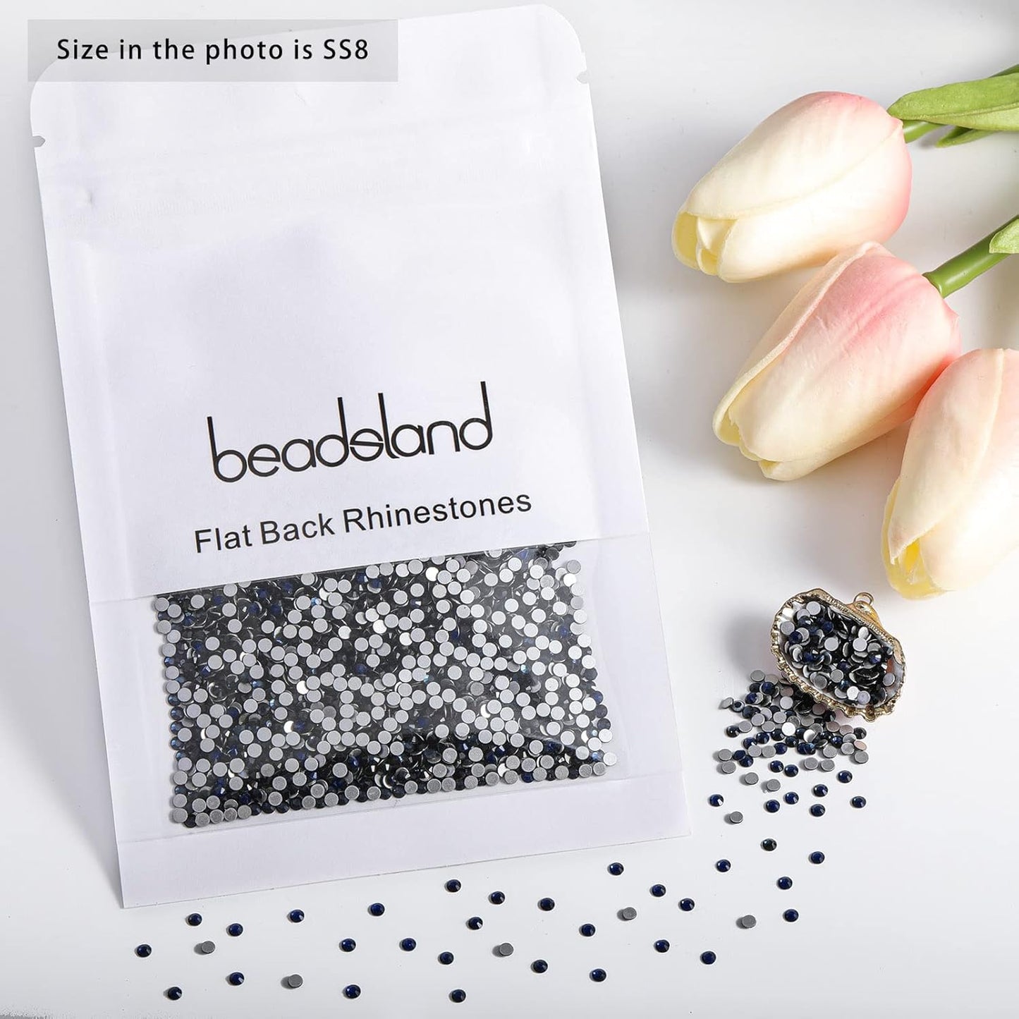 beadsland Flat Back Crystal Rhinestones Round Gems for Nail Art and Craft Glue Fix, Montana (2.3-2.5mm) SS8/1440pcs