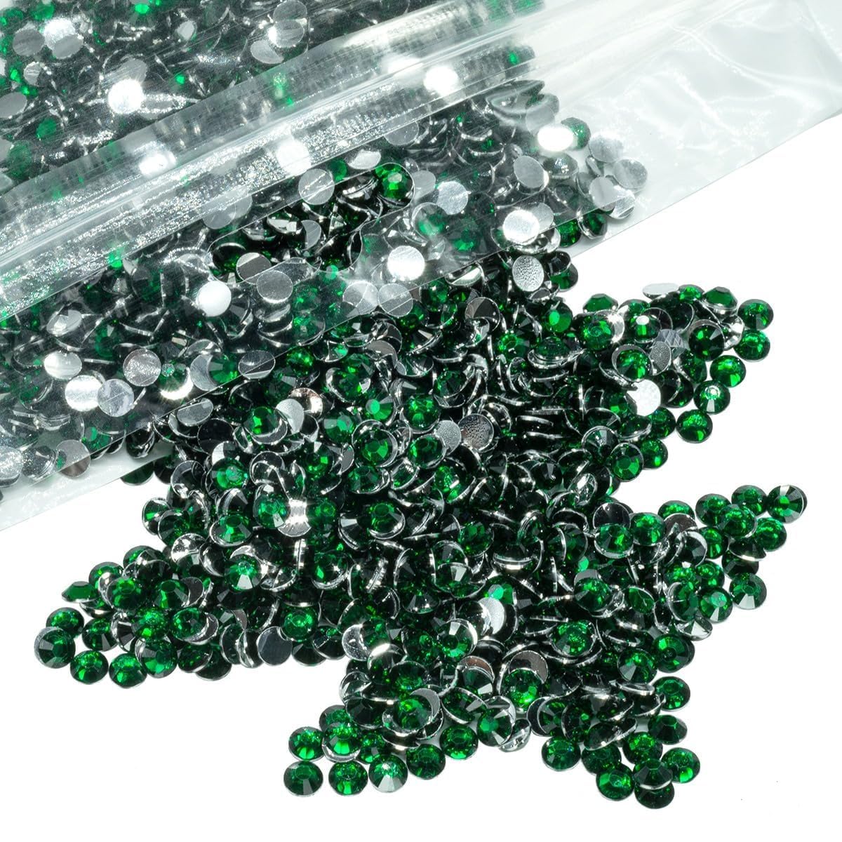16000PCS Emerald Green Crystal Resin Rhinestones for Crafting Dark Green Flatback Stones 3mm 4mm 5mm Non-Hotfix Diamonds Crystals Gems Charms for Nails Face Eyes Makeup Tumblers Bottles Crafts Clothes