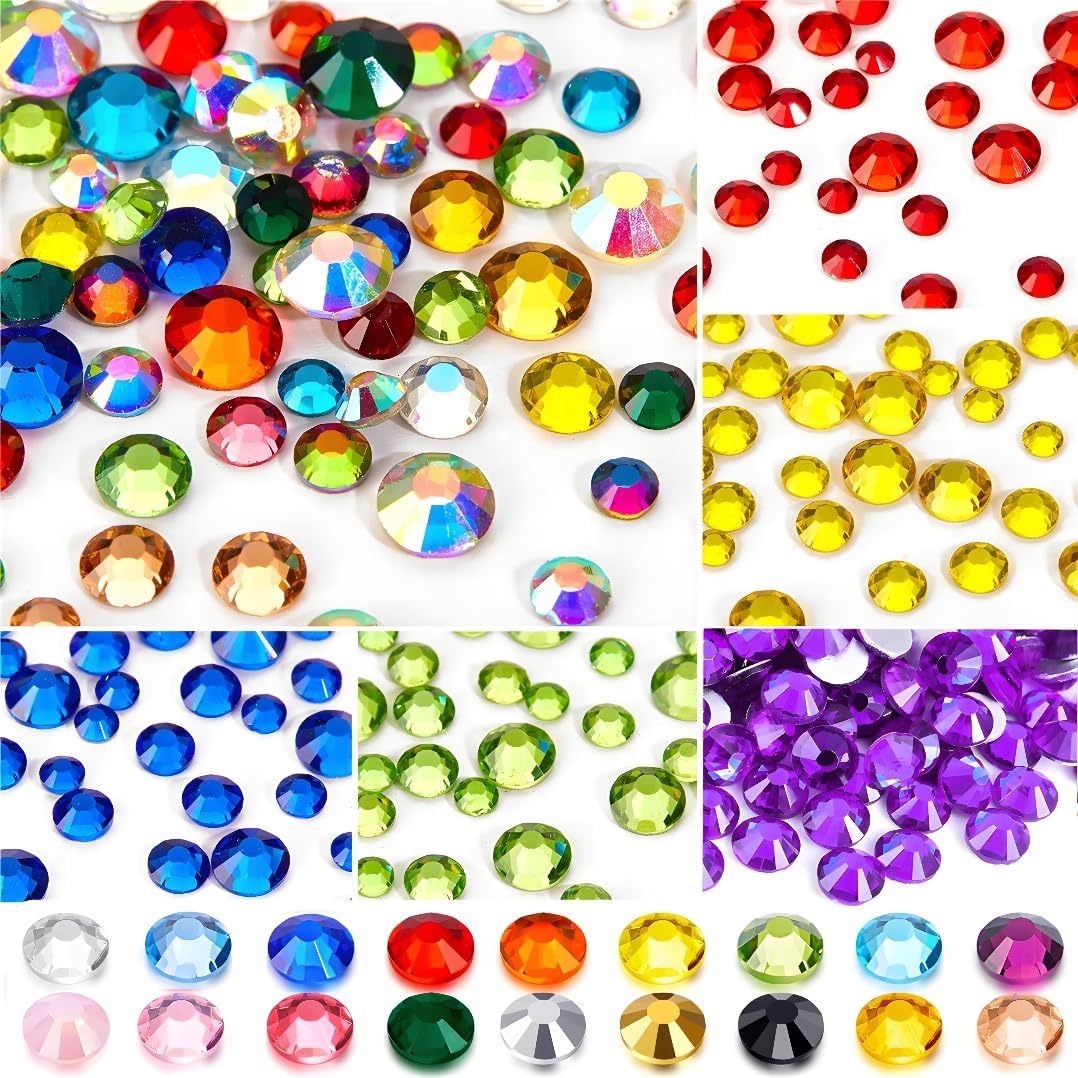 Flatback Rhinestones Round Gems for Nails Art and Crafts 2000Pcs SS16 4mm Glitter Crystals Stone DIY Bags Clothes Shoes (Light Purple)