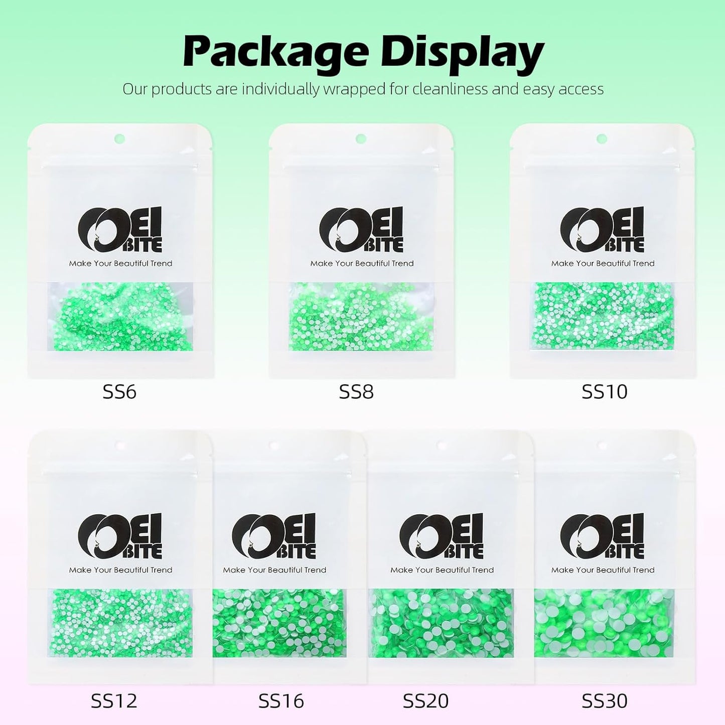 Neon Green Flatback Rhinestones, Glass Rhinestones for Nail Art and Craft, Glue Fix, Loose Crystal Gemstones(Neon Green, SS12, 1440pcs, 2.9-3.0mm)