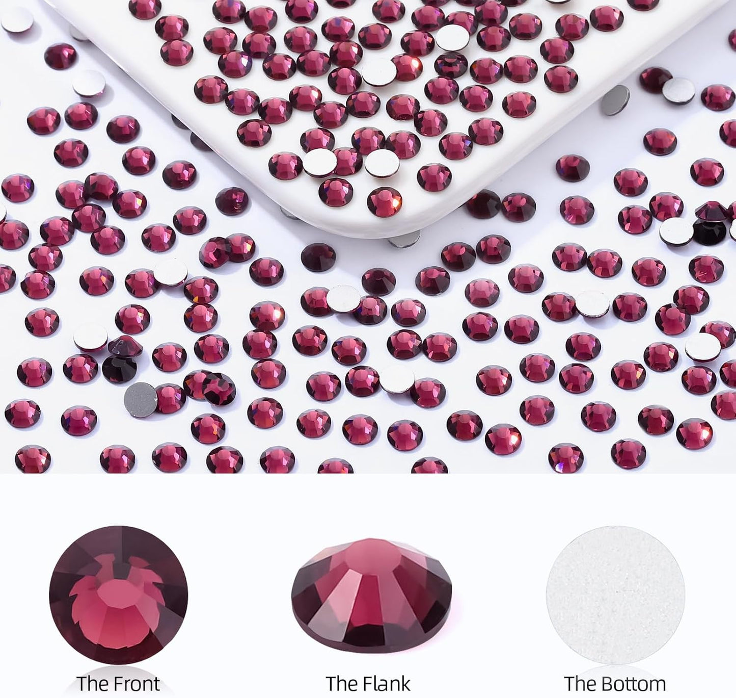 Purple Flatback Rhinestones, Glass Rhinestones for Nail Art and Craft, Glue Fix, Loose Crystal Gemstones(Purple, SS16, 1440pcs, 3.8-4.0mm)