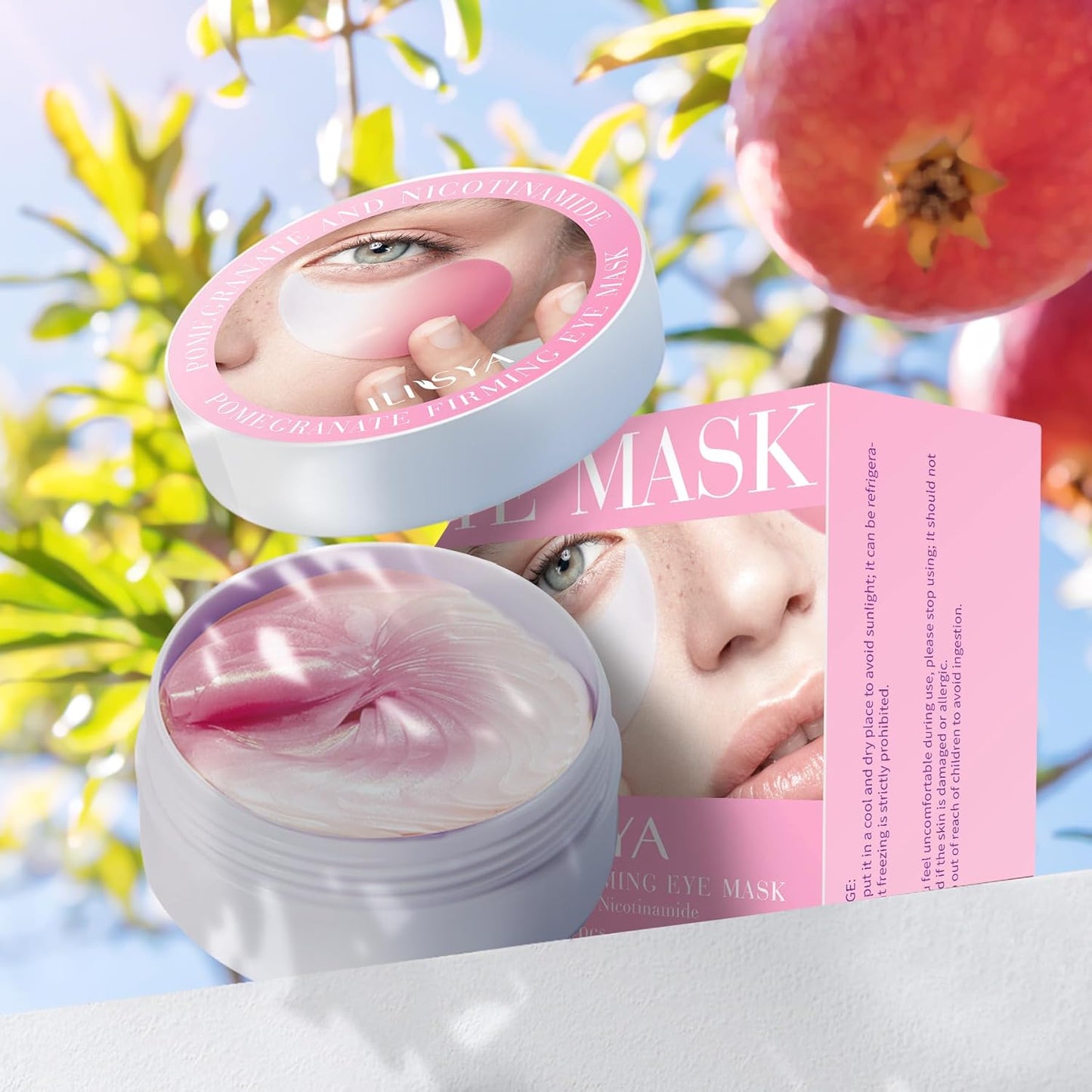 ROUSE Under Eye Patches-60 PCS-Pomegranate Eye Masks Anti-Wrinkle Eye Treatment Mask for Dark Circles Puffy Eyes Under Eye Bags Eye Gel Pads Eye Care