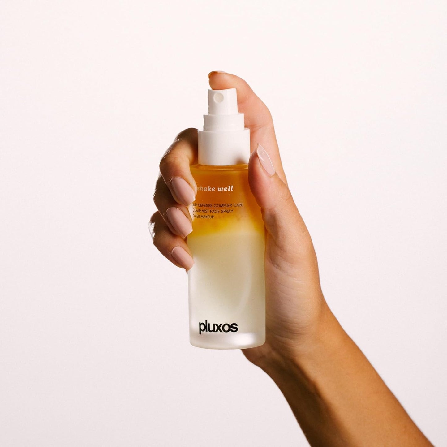 | PLUXOS 47 | SUNSCREEN + SKINCARE SPF 47 FACE MIST SPRAY (Peach) | SUN DEFENSE COMPLEX CARE | Apply Over Makeup, Broad Spectrum, Clear, Light, Vegan, Hydrate, Fight Acne, Anti-Aging, Cell Repair