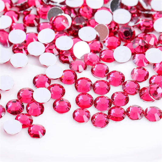 1500 Pieces SS16 4mm Flatback Rhinestones Clear Glass Round Gems Crystals for Nail Art DIY Crafts Clothes Shoes Bags （Rose Red）
