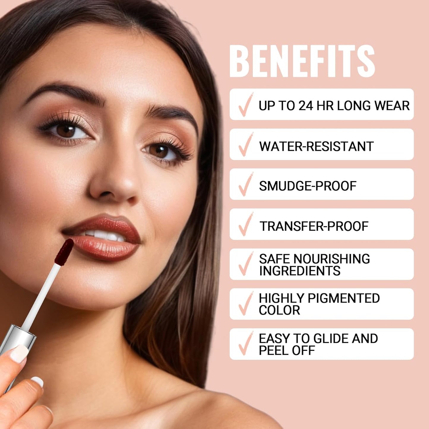 iMethod Natural Long Lasting Lip Stain Peel Off - Waterproof Stay On All Day, Transfer-Proof, Highly Pigmented, Instant Peel Off Lip Stain Color, Nude Pink