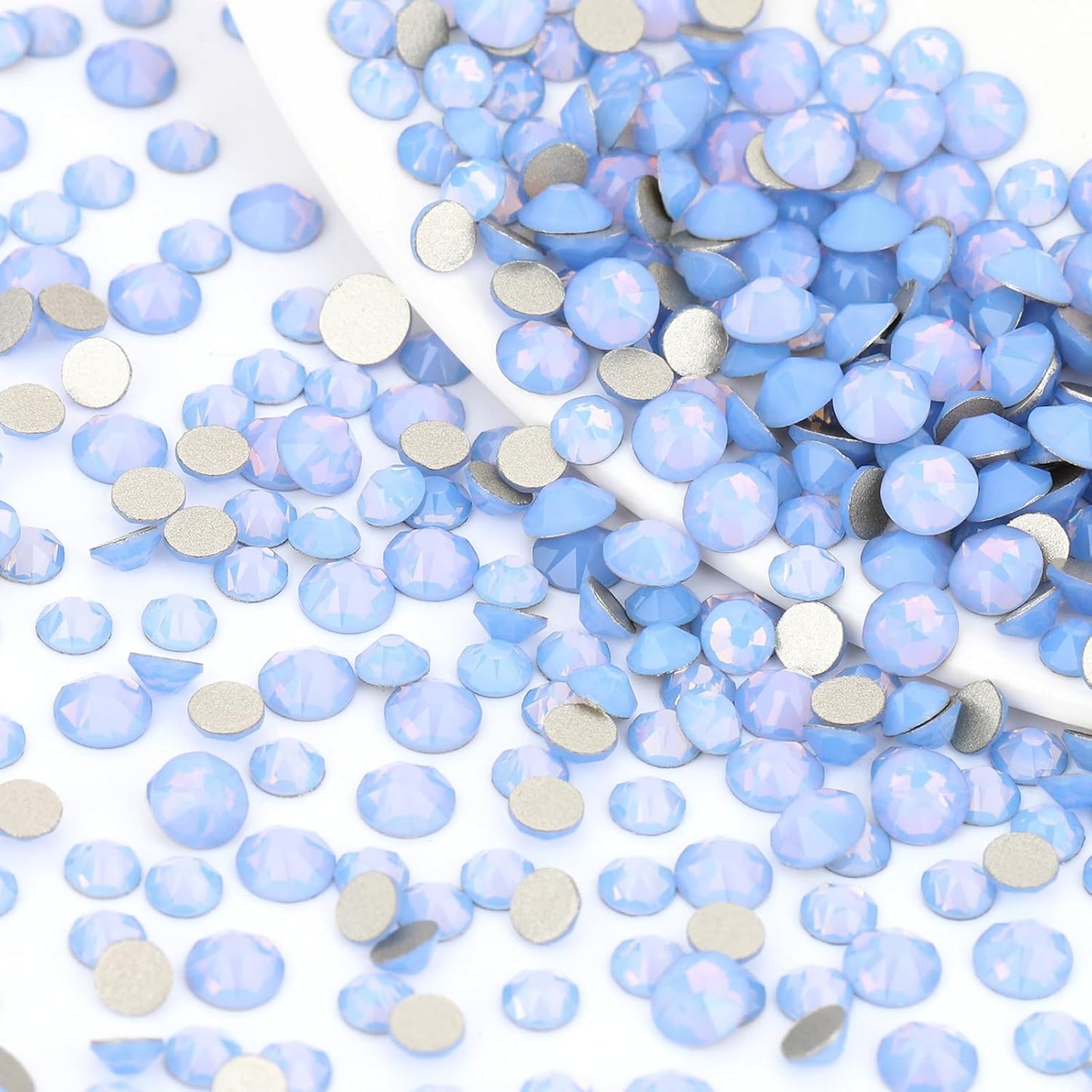 Novani Blue Opal Rhinestones 1440pcs Flat Back Round Rhinestone Style 2088 Sparkly Crystal Gemstones for Nail Art and Crafting SS20,4.6-4.8mm