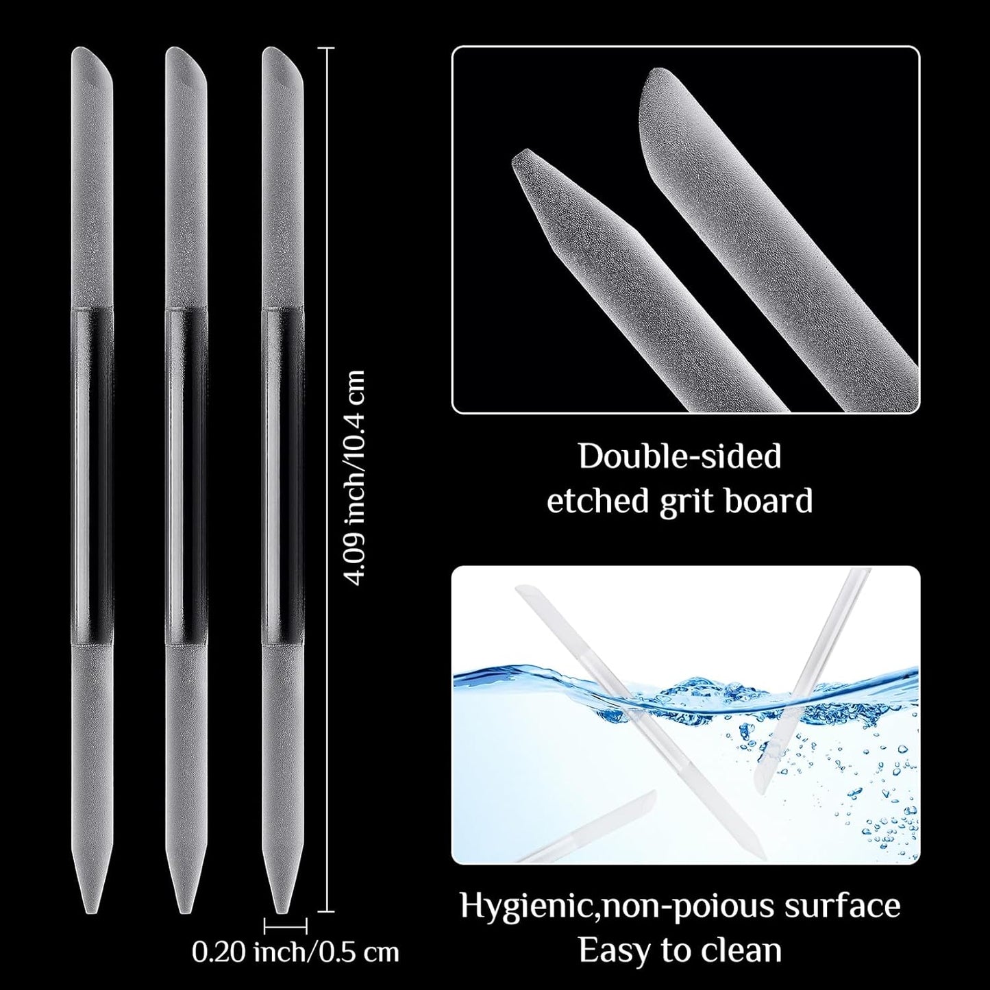 Maitys 6 Pieces Glass Cuticle Pusher Glass Cuticle Stick Set Double Sided Crystal Nail Files Precision Manicure Pedicure pusher tools(Clear)