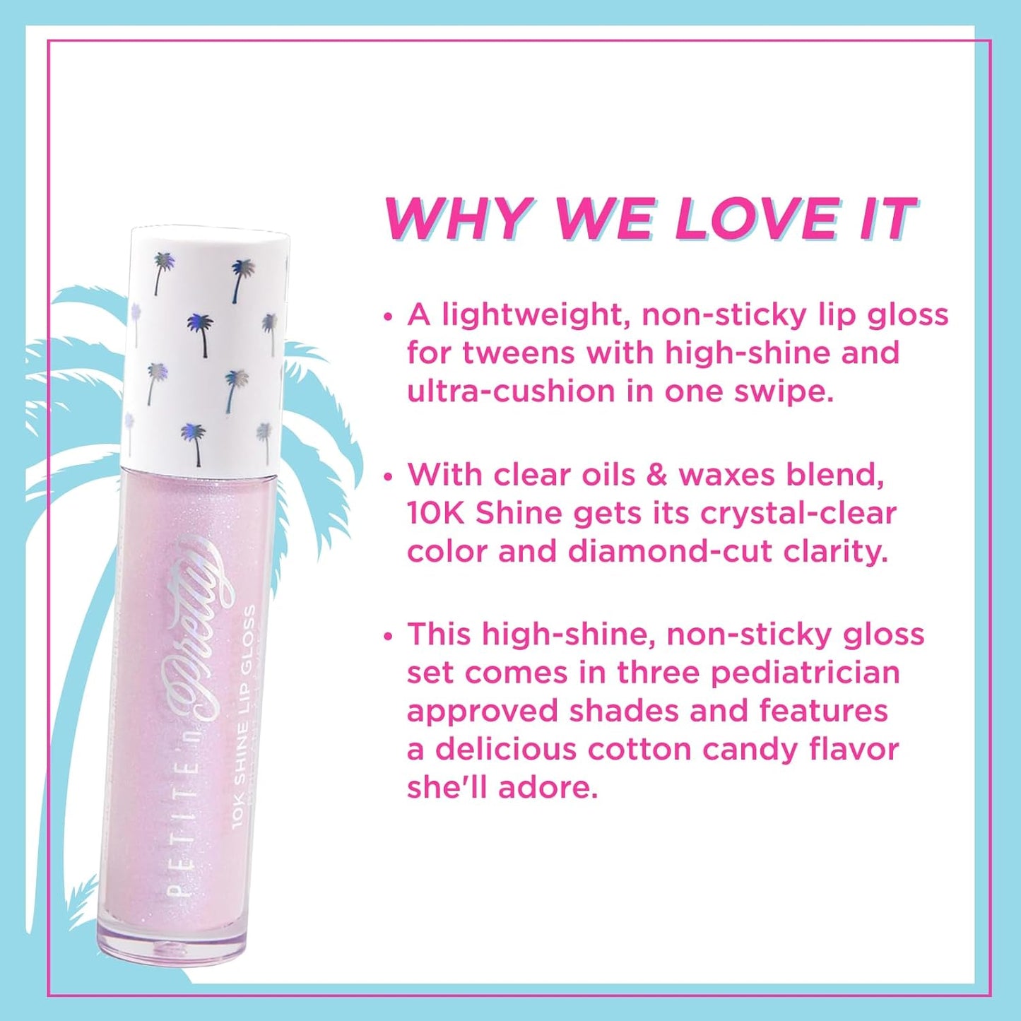 Petite 'N Pretty 10k Shine Lip Gloss Trio Set - Makeup for Kids, Tweens, Teens - High Shine, Lightweight, Made in the USA (Shell Shocked, Diamond Heist, Glow Down)