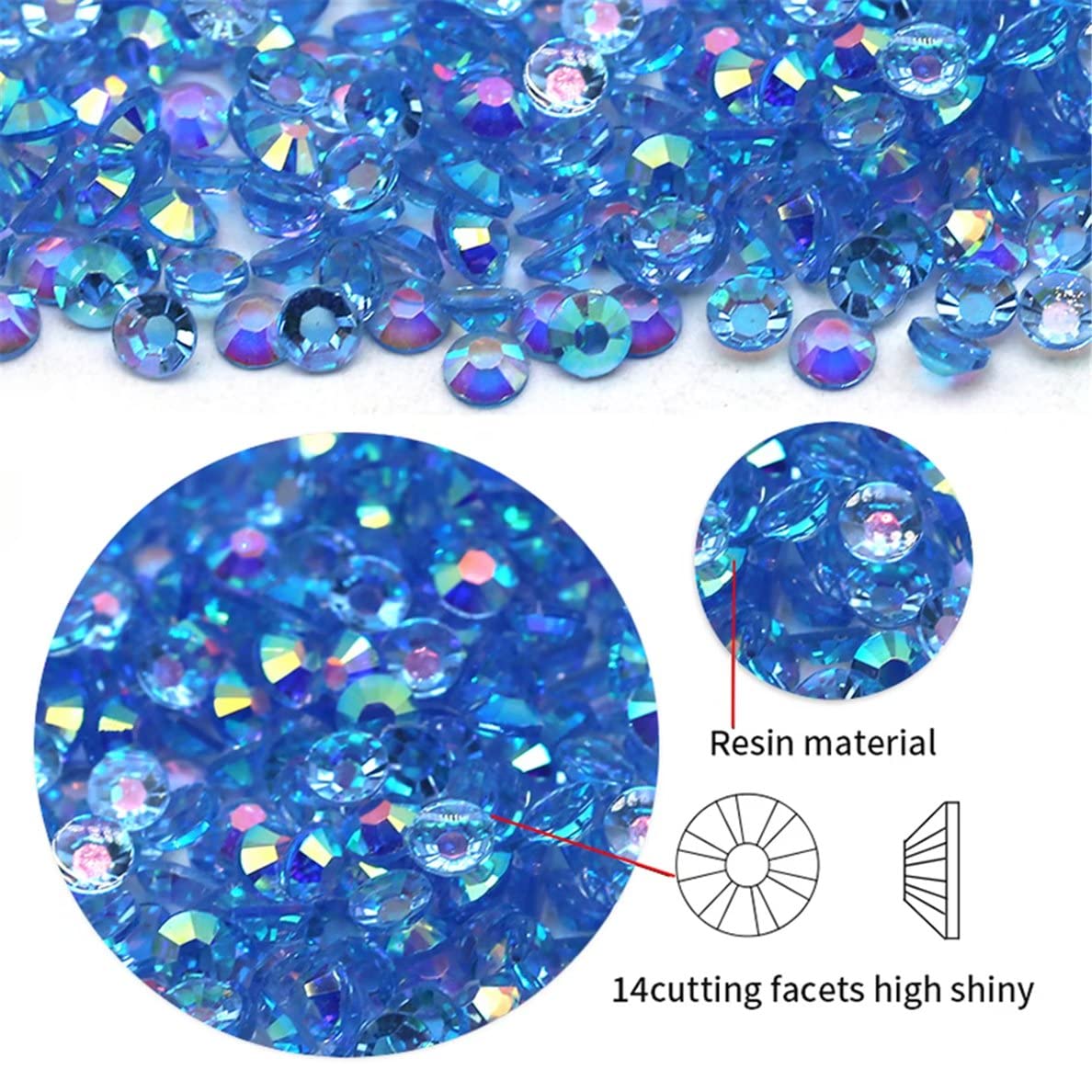 1440 Pcs SS20 5mm AB Flatback Rhinestones for Nails Art Crafts Transparent Glitter Round Gems Crystals DIY Clothes Shoes(Clear Light Grey AB)
