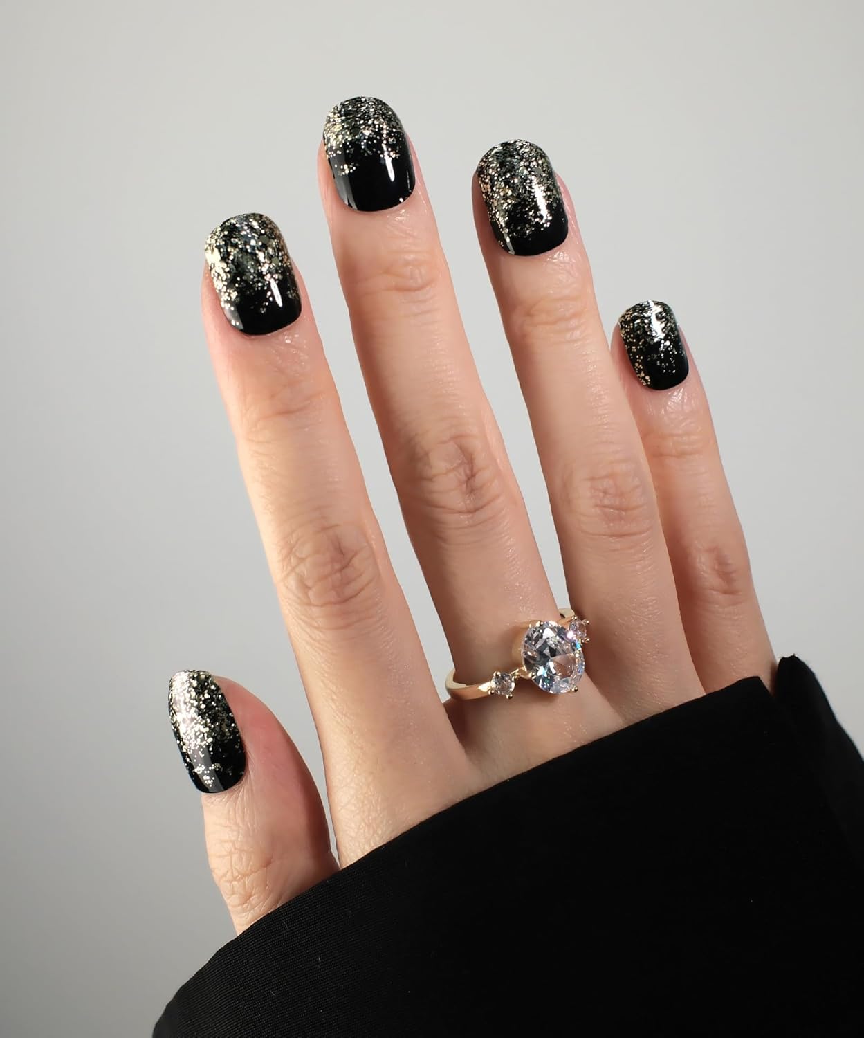 Glitter Nail Polish Strips, 32 Pcs Salon Quality Gel Nail Stickers, Long Lasting Wraps Easy to Use & Remove (Fireworks in The Dark)