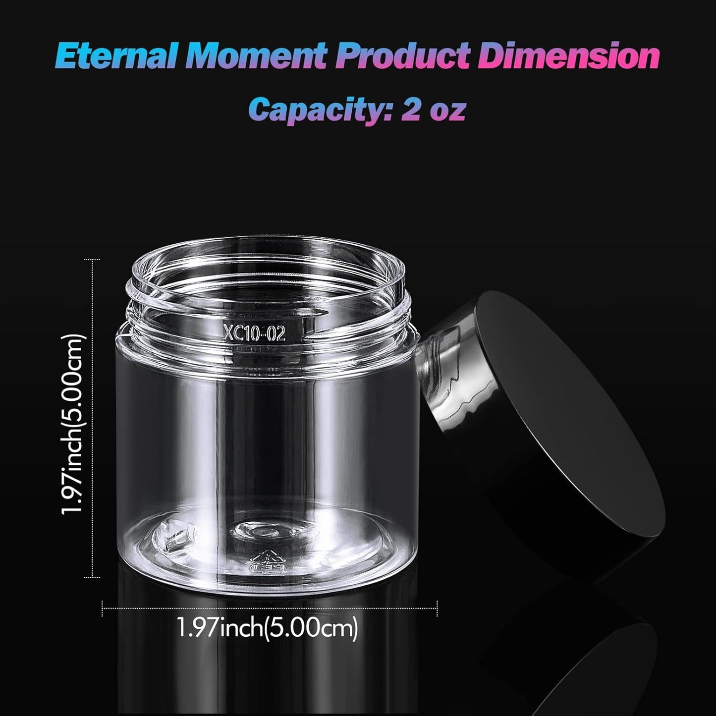 ﻿Eternal Moment 36 Pack 2 OZ Plastic Jars Round Clear Cosmetic Container Jars with Lids, Perfect for Lotion, Cream, Ointments, Makeup, Eye Shadow, Rhinestone, Samples, Pot, Travel Storage