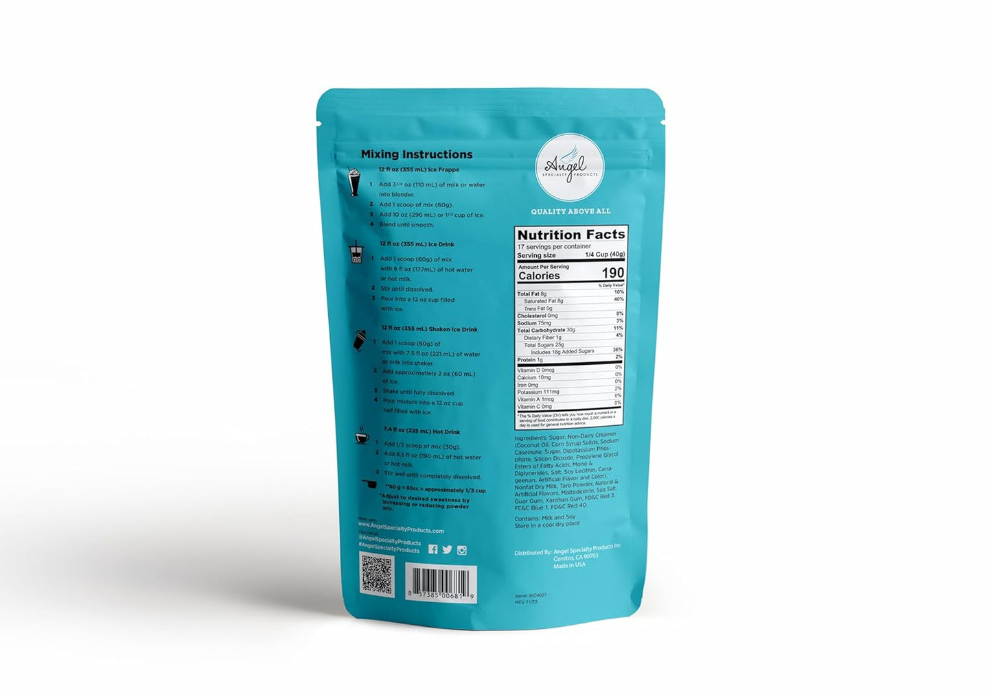 Taro Blended Crème Mix by Angel Specialty Products [1.75 lbs]