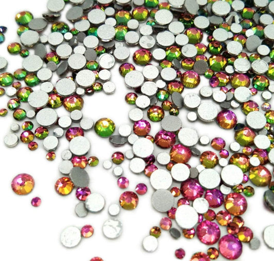 Rhinestones flat back gems round DIY decorative Nail Face and apparel accessories ss3-20 mix size(1440pcs five color)