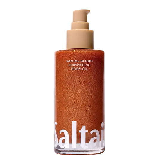 Saltair Shimmering Body Oil - Santal Bloom Scented Dry Oil Moisturizer with Light-Reflecting Pearl Pigments. Moisturizing Glow for All Skin Types - 4 Fl Oz