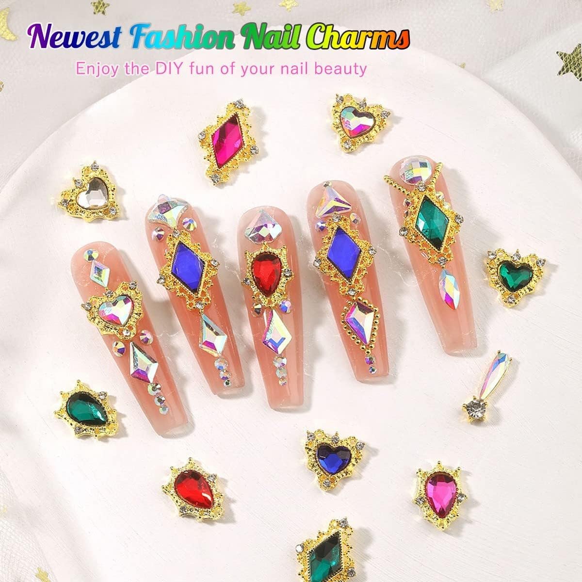 24pcs Crystal Silver Clear Luxury Nail Charms +2000pcs Crystal White Stones 3D Big Nail Gems K9 Glass Crystals Diamonds Jewels Alloy Nail Art Studs Supplies for Nails Face Makeup Crafts Clothes