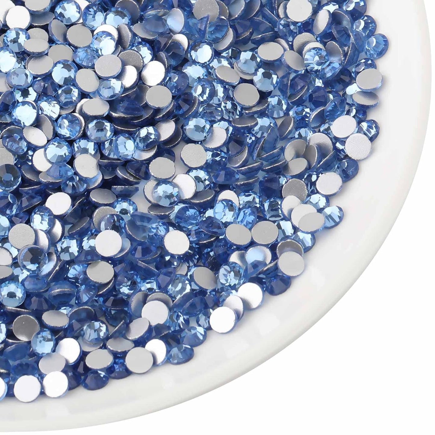 beadsland Flat Back Crystal Rhinestones Round Gems for Nail Art and Craft Glue Fix,Light Blue (1.3-1.4mm) SS3/1440pcs