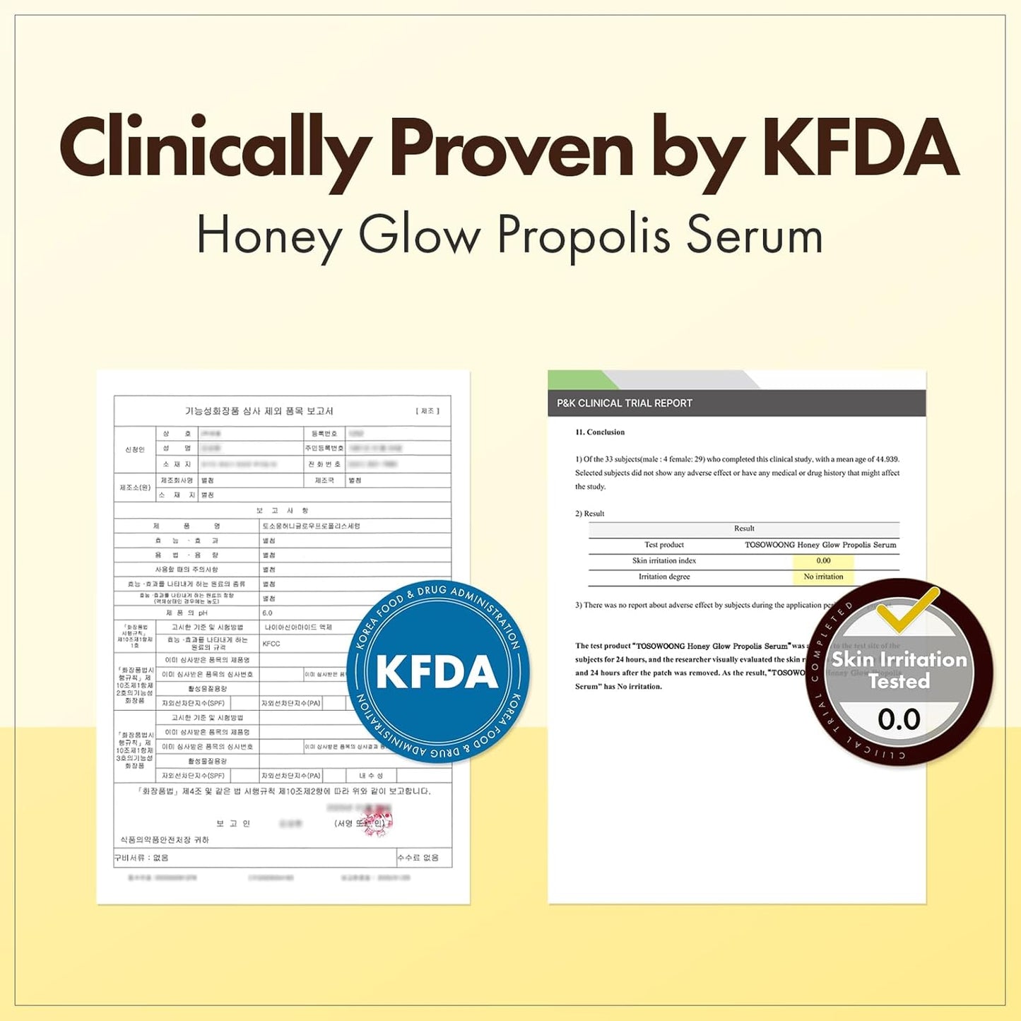 Honey Glow 65% Propolis Serum, Hyaluronic Acid, Kojic Acid, Niacinamide, Hydrating Facial Soothing Moisturizer for Irritated Uneven Skin Tone, Glass Skin, Korean Skin Care, 33ml, 1.11 fl.oz.