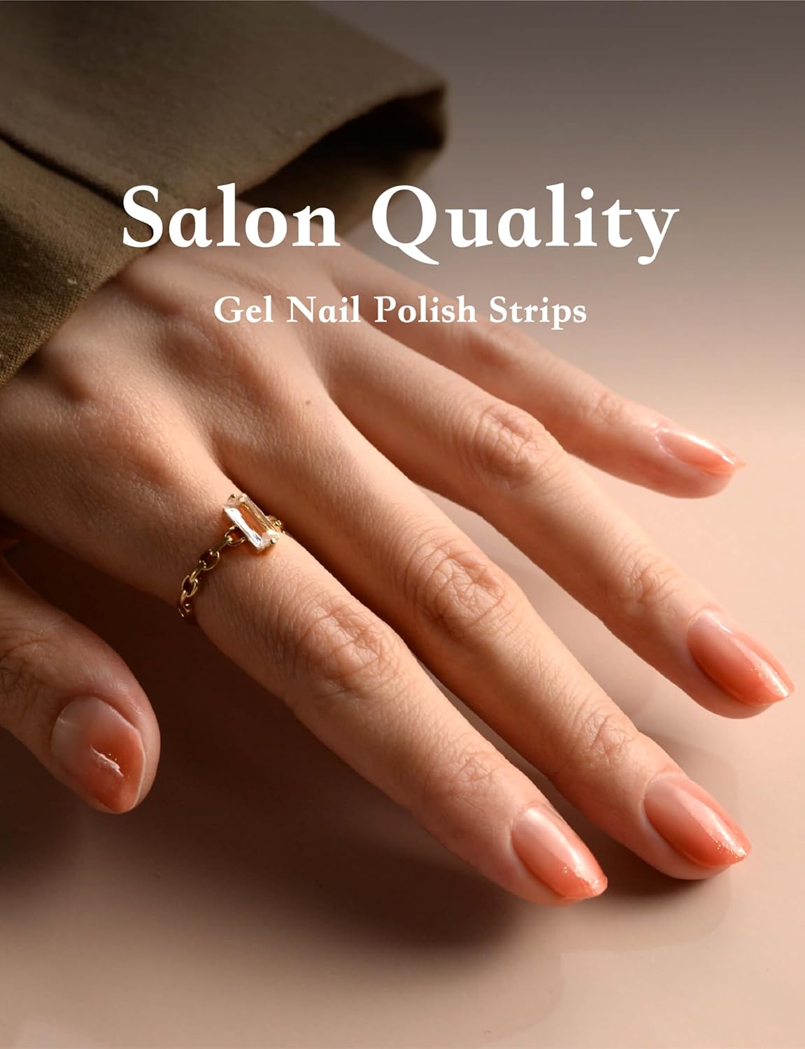 Nail Polish Strips, 44PCS Salon Quality Wraps with Top Coat, Long Lasting Gel Nail Stickers for Women Easy Apply& Remove (Red Chipotle Pink)