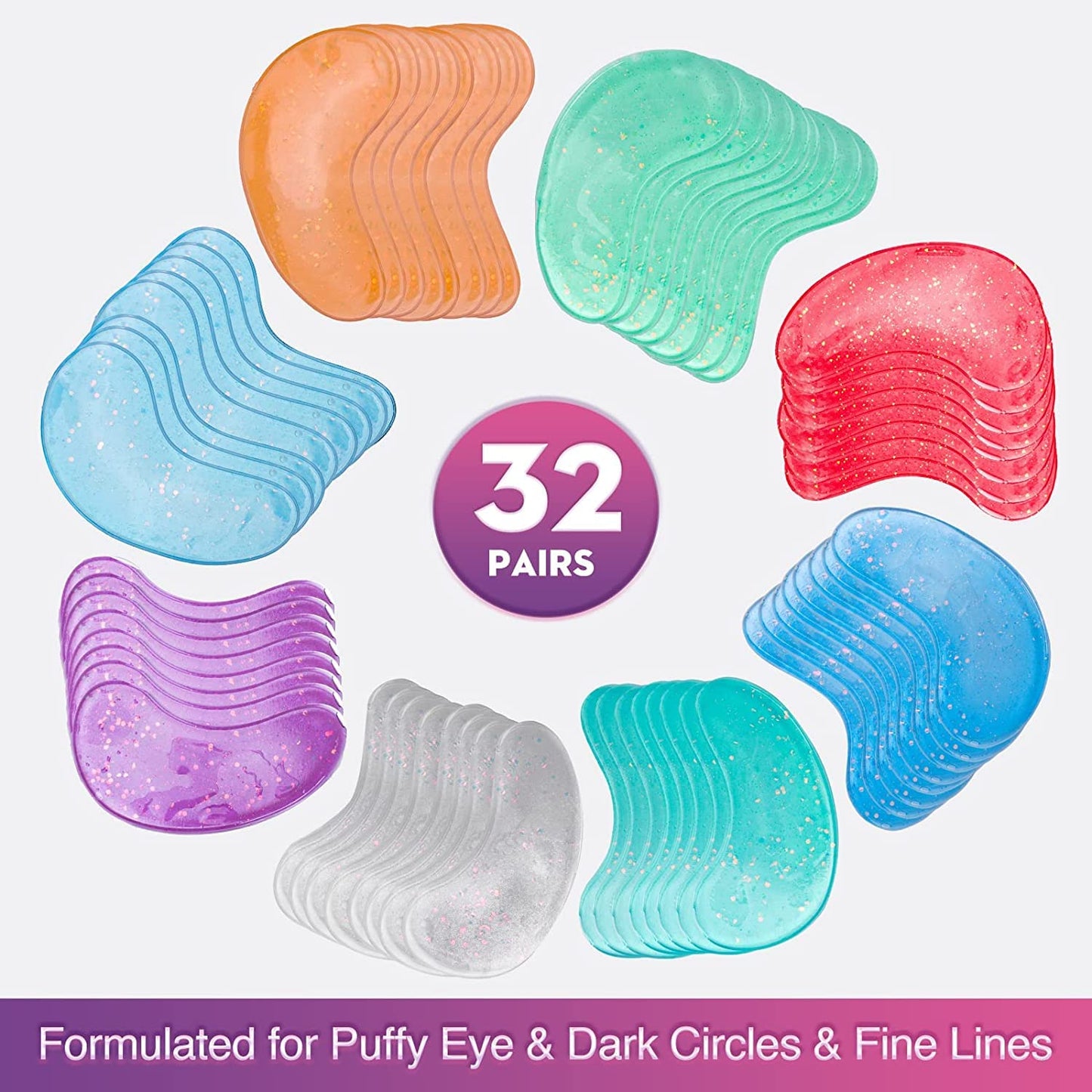 Eye Gels Pads 32 Pairs，Under Eye Patches Helps Reduce Puffy Eyes，Wrinkles and Dark Circles，Eye Mask with Collagen Protein，Pearl Extract and Hyaluronic Acid，Beauty & Personal Care