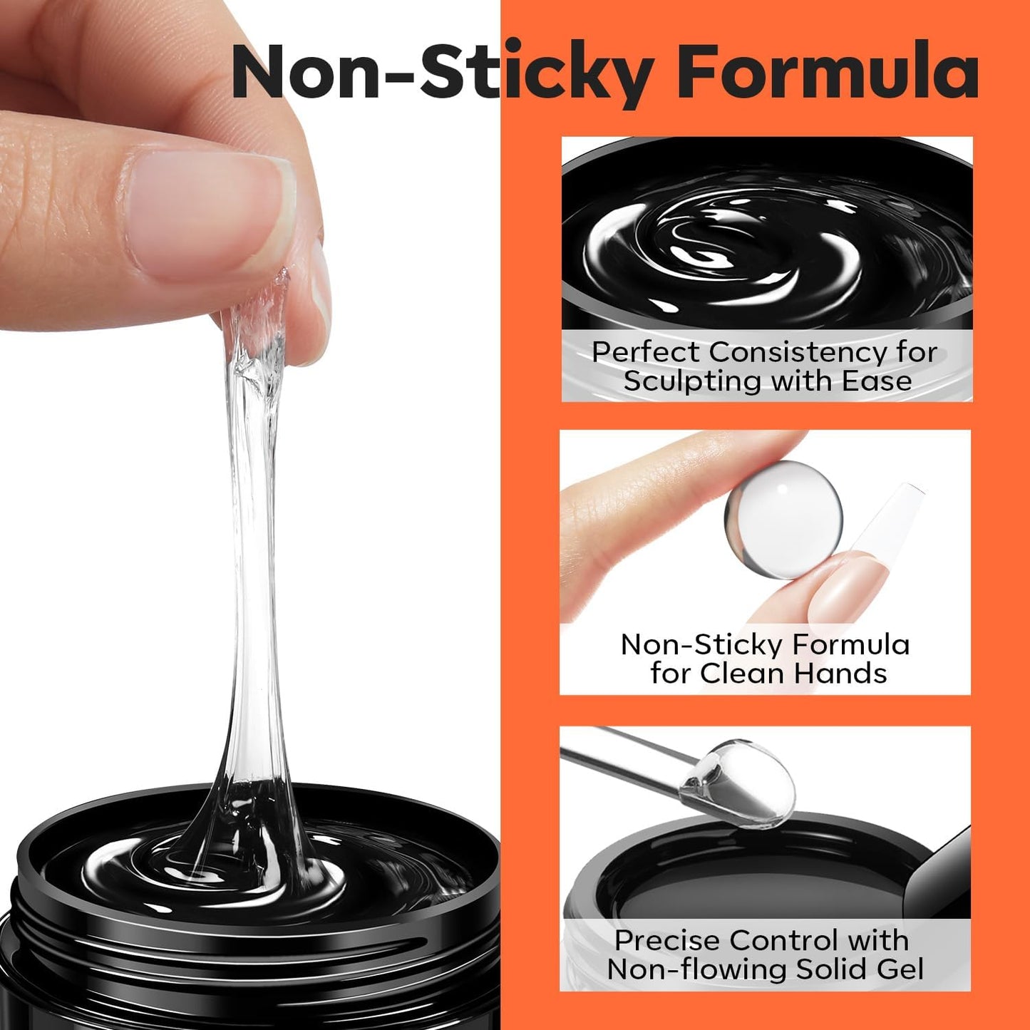 modelones 3D Gel Nail Art Kit, Hard Sculpting Gel for Nail Art Extensions & Molding Non-Sticky for Chrome Powder, Nails Glitter Polish Salon or Home DIY Manicure Cured Needed