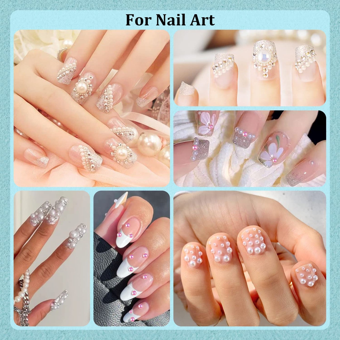 150g Flatback Pearls and Rhinestones, Pink&White Mixed Size 3-10mm Resin Rhinestones and Half Pearls for Nail Art and Crafts and Decoration with Picking Tools