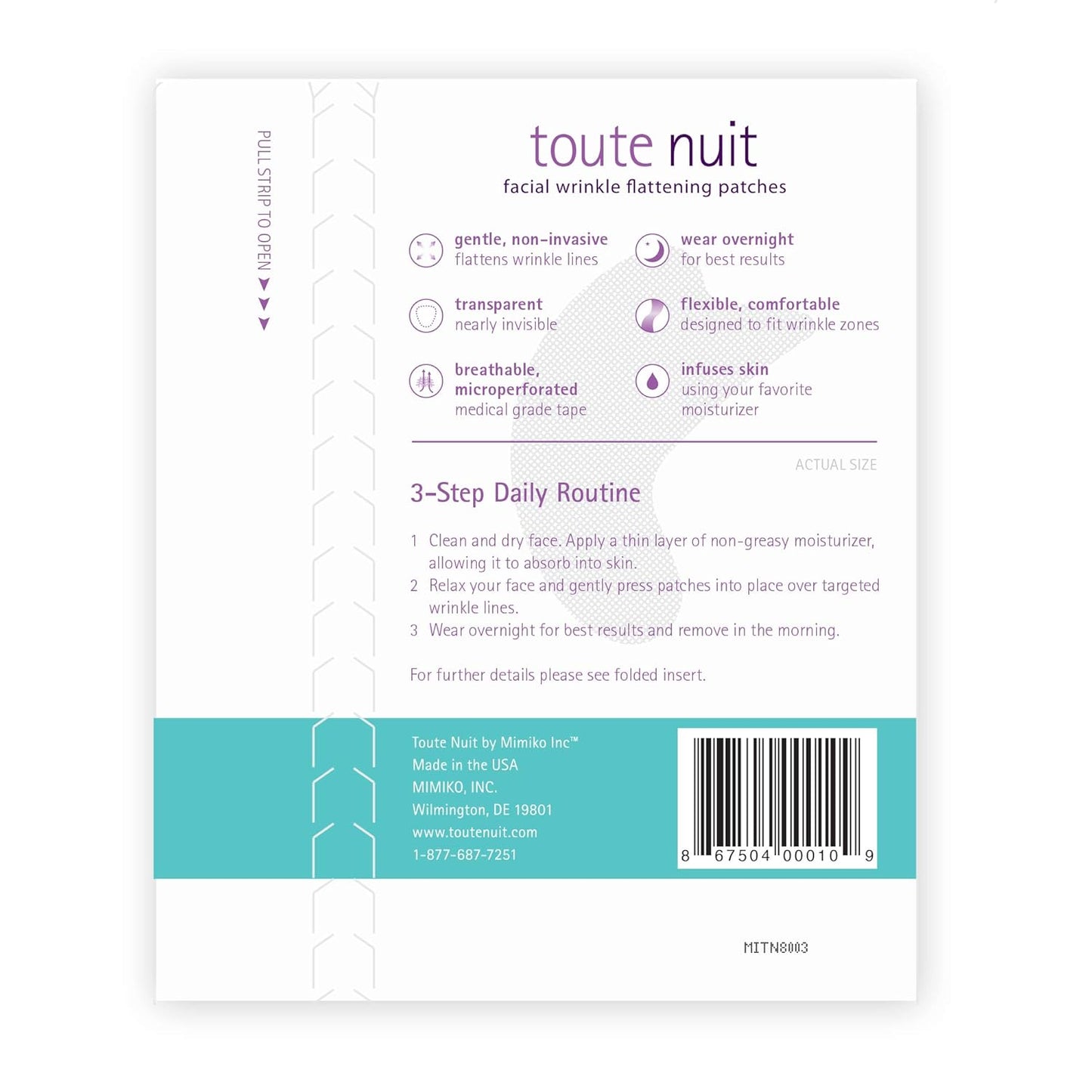 Toute Nuit Wrinkle Patches – Dolphin – Face Tape for Around the Mouth – Hypoallergenic Anti Wrinkle Patches – 20 Count, Made in USA