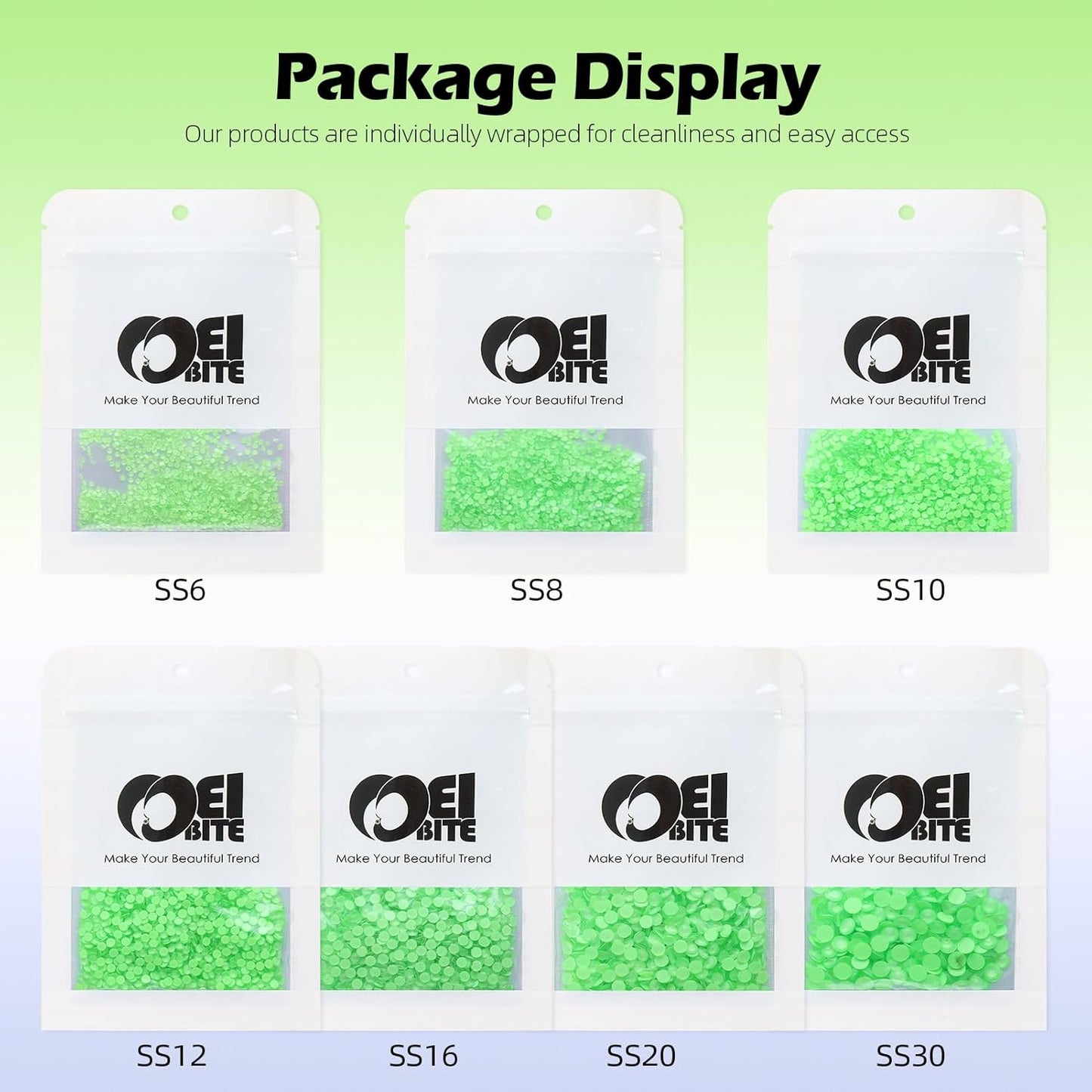 Mocha Lt.Green Flatback Rhinestones, Glass Rhinestones for Nail Art and Craft, Glue Fix, Loose Crystal Gemstones(Mocha Lt.Green, SS30, 288pcs, 6.4-6.6mm)