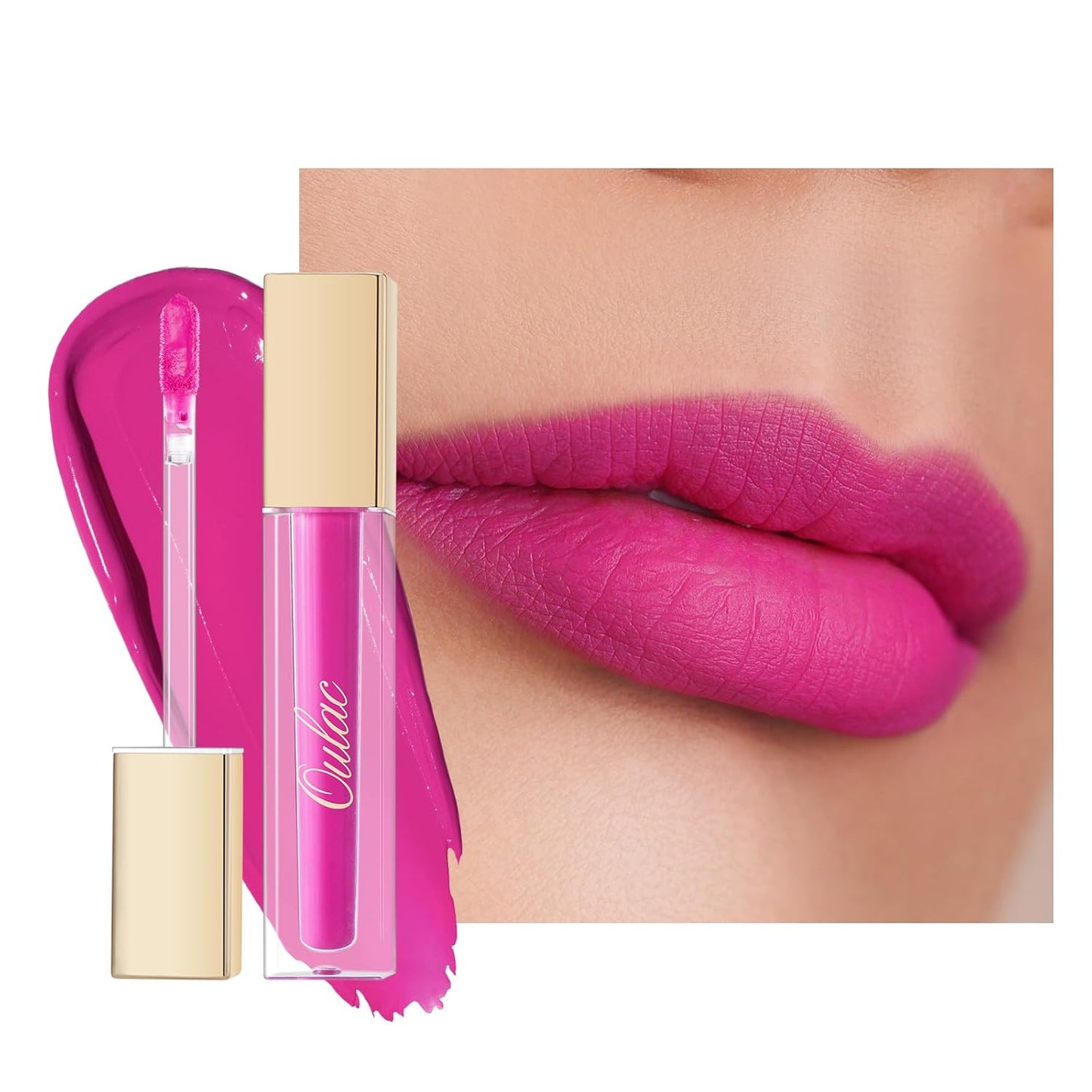 Oulac Matte Pink Lipstick for Women, Long Lasting Liquid Lipstick High Impact Lip Color Full Coverage Lip Makeup with Vitamin E Waterproof Formula,Vegan