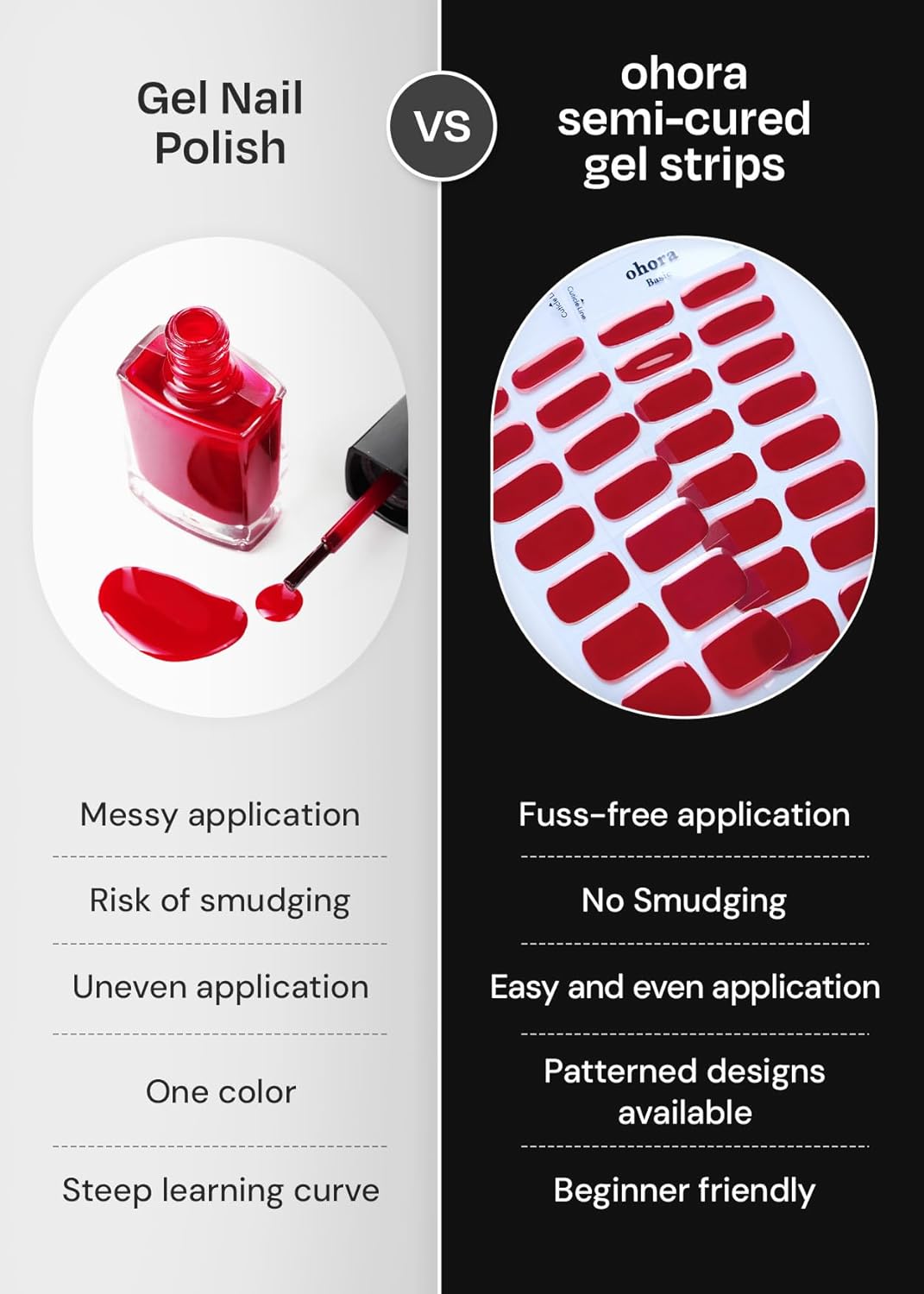 ohora Semi Cured Gel Nail Strips (N Love Bomb) - Pink, Glitter, Works with Any UV/LED Lamps, Salon-Quality, Long Lasting, Easy to Apply & Remove - Includes 2 Prep Pads, Nail File & Wooden Stick