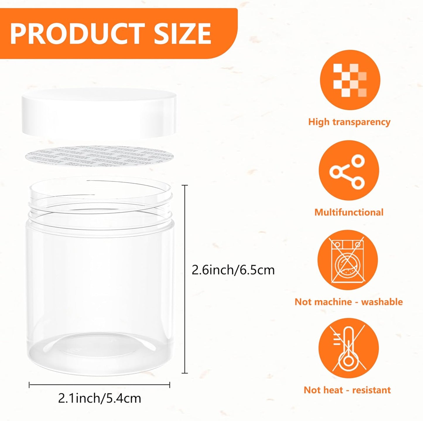 84PCS 4oz/125ml Plastic Jars with Screw On White Lids Seal Stickers Bottle Lid,Clear Container for Storing Dry Food,Spice,Lotion, Cosmetic, Slime, Honey Jam, Cream, Butter