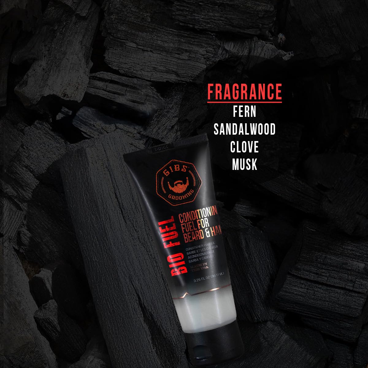 GIBS BioFuel Hair Conditioner For Men - Beard & Hair Conditioner, 3.25 oz