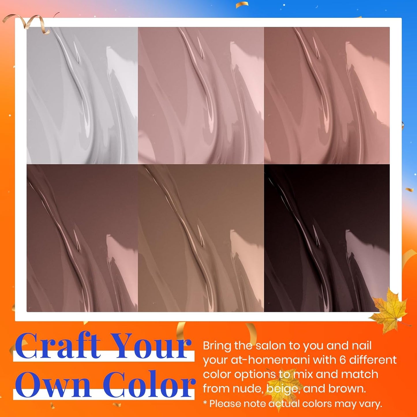 Beetles Fall Gel Nail Polish Set Brown Beige Mauve Pink Nude White Neutral 6 Colors Gel Polish Kit for Nail Art Manicure Soak Off Uv LED Nail Lamp Needed Gifts for Women Coffee Time