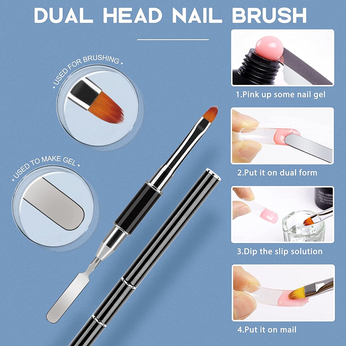 Morovan Nail Slip Solution Kit: 2.5 OZ Anti‑Stick Gel Liquid for PolyGel Nails with Dual‑Ended Brush & Nail Forms Ideal Easy Spread for Beginners