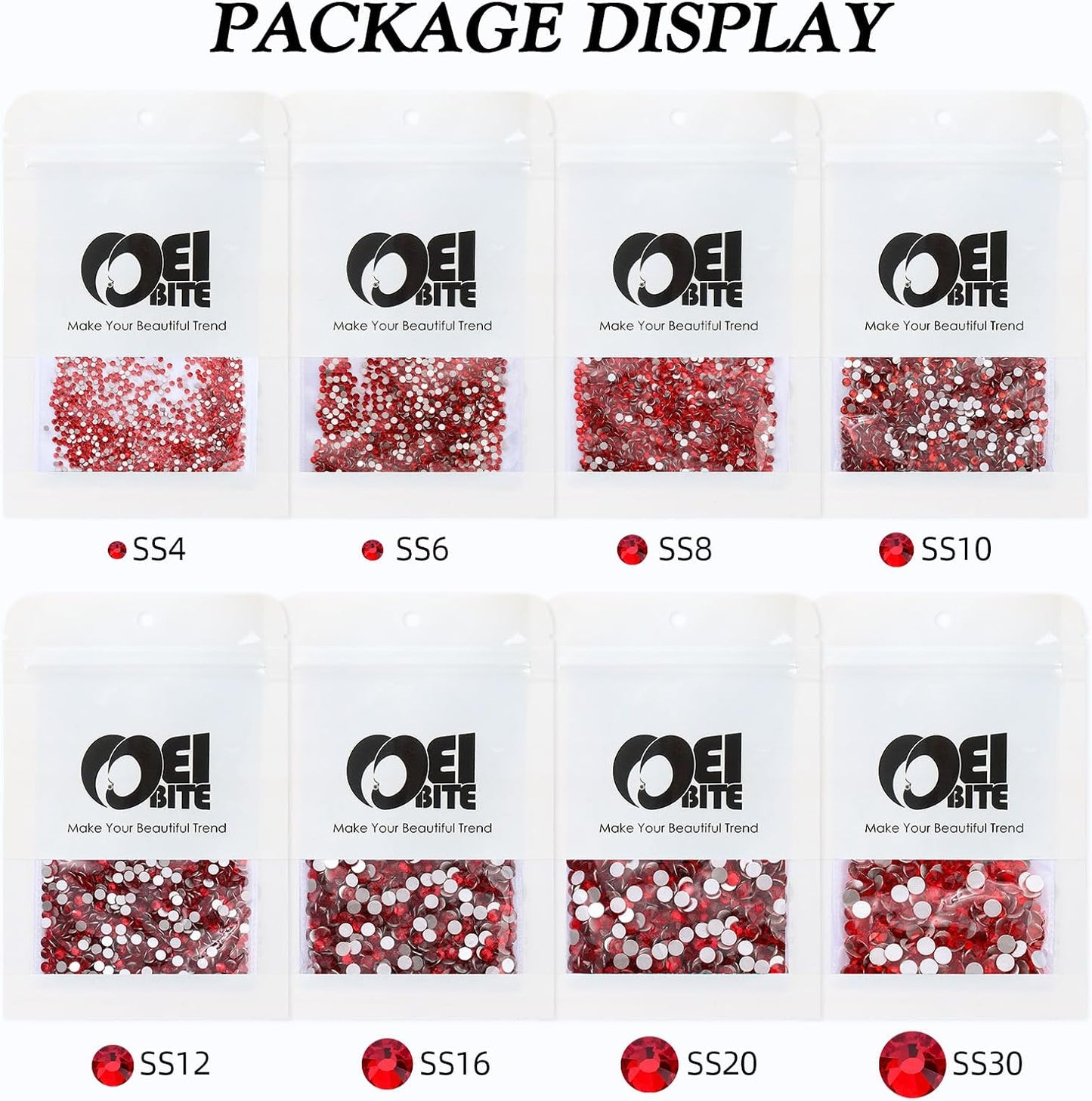 Light Siam Flatback Rhinestones, Glass Rhinestones for Nail Art and Craft, Glue Fix, Loose Crystal Gemstones(Red, SS16, 1440pcs, 3.8-4.0mm)