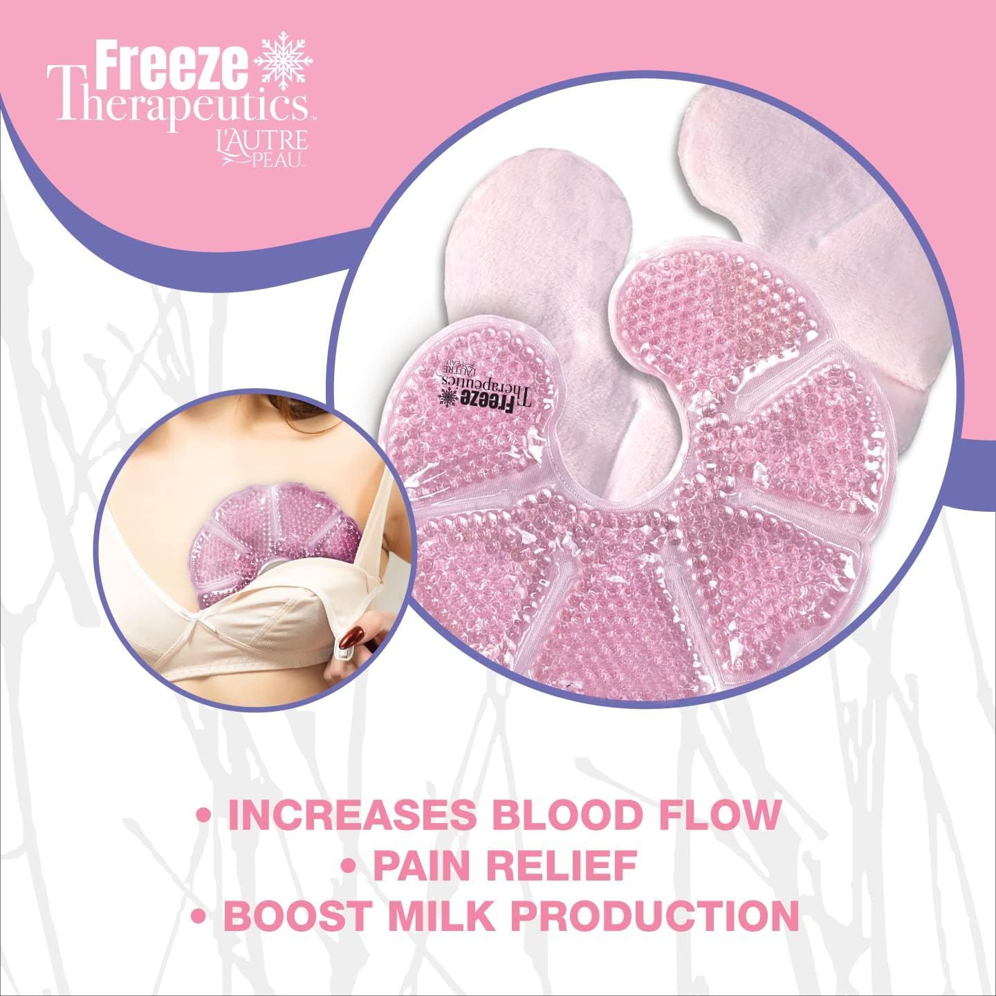 USA Merchant | Hot/Cold Plush Breast Gel Bead Packs by L'AUTRE PEAU Set of 2 Relief for Breastfeeding, Nursing Pain, Mastitis, Engorgement, Swelling, Plugged Ducts | Boost Milk Let-Down & Production