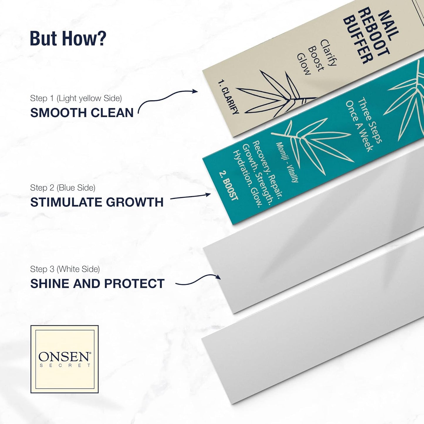 Professional Nail Buffer Replacement Pads | Ultimate Shine Nail Buffing Pads w/ 3 Way Buffing Methods - 1 Pack of 4 Combo Buffer Pads by Onsen